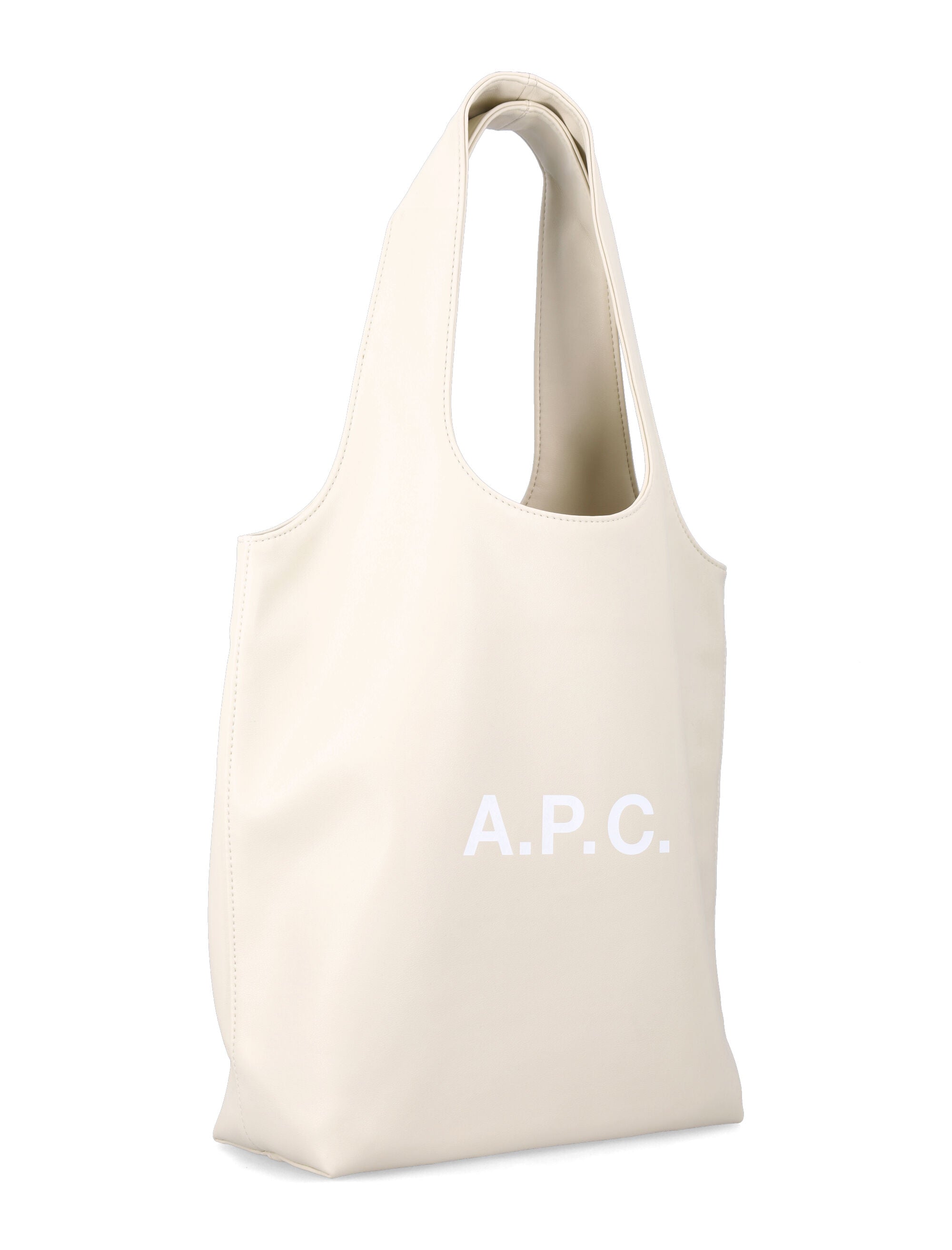 A.P.C. Ninon black small faux leather tote Ecru Polyurethane