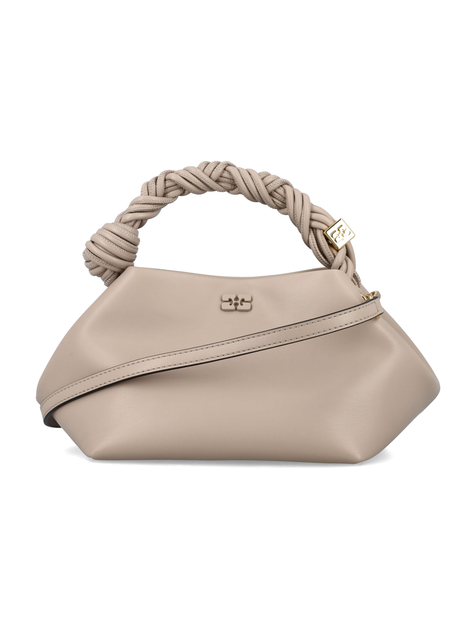 Ganni Small Bow Bag Oyster Grey Recycled Leather Shoulder