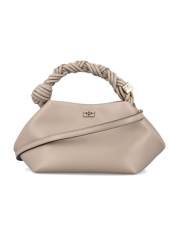 Ganni Small Bow Bag Oyster Grey Recycled Leather Shoulder