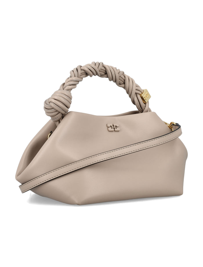 Ganni Small Bow Bag Oyster Grey Recycled Leather Shoulder