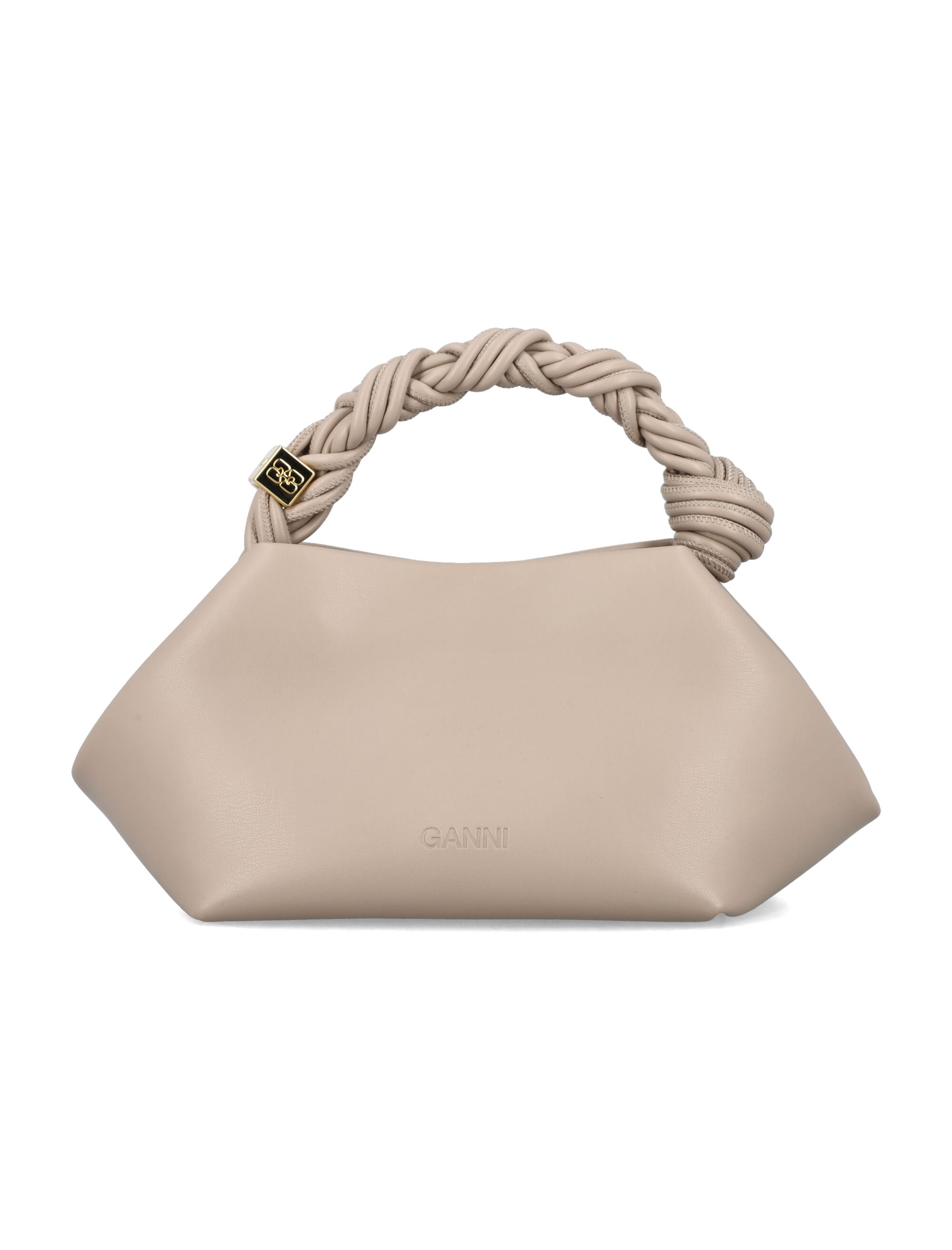 Ganni Small Bow Bag Oyster Grey Recycled Leather Shoulder