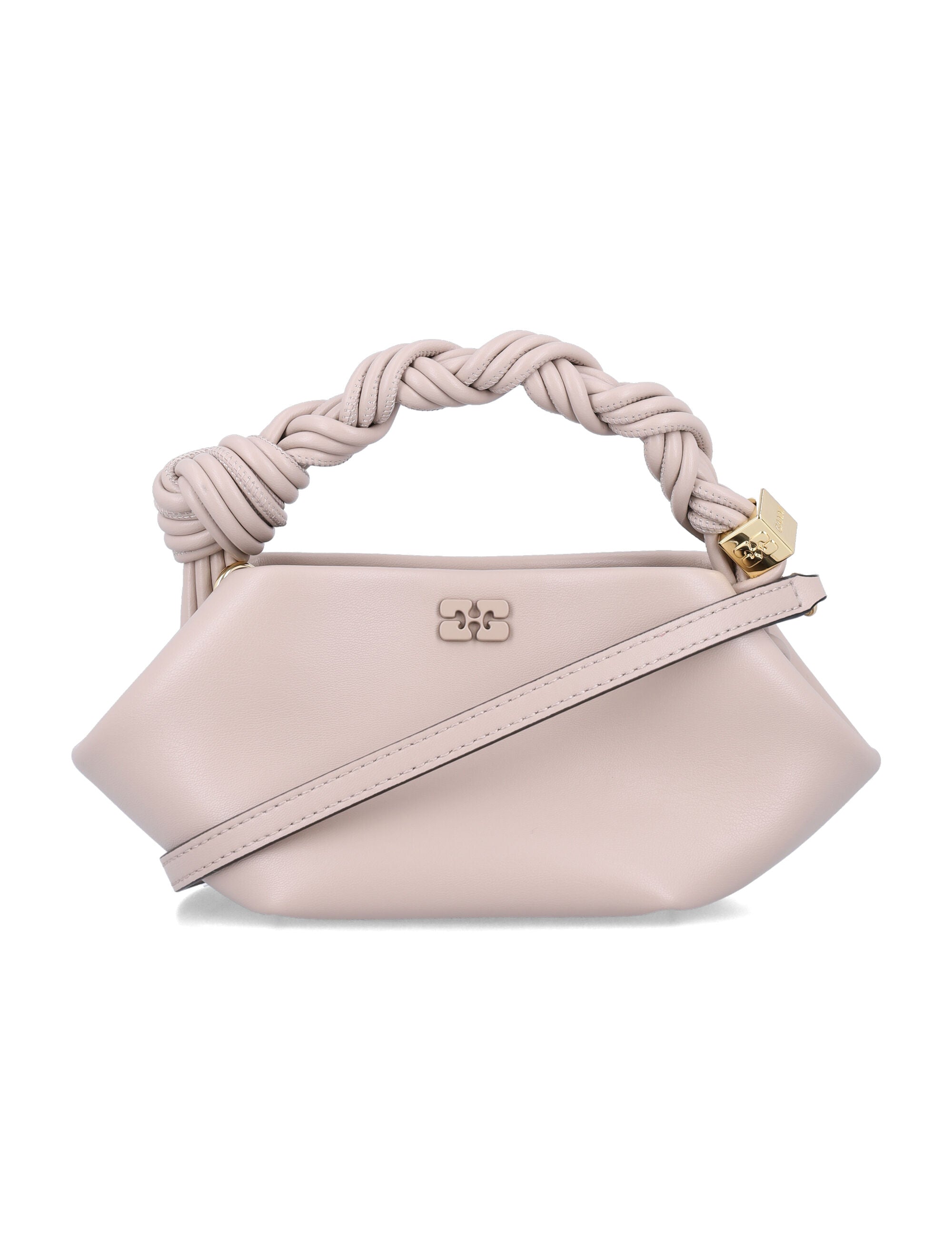 Ganni Bou Mini Handbag Oyster Grey Recycled Leather Shoulder Bag