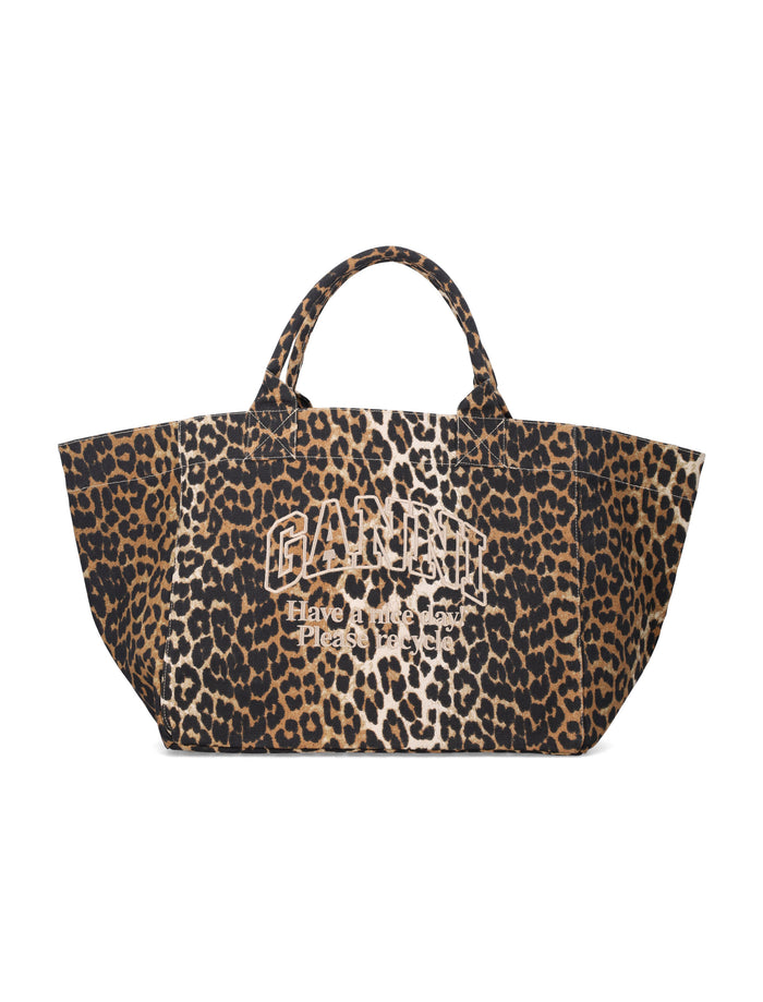Ganni Leopard XXL tote bag Leo Recycled Cotton