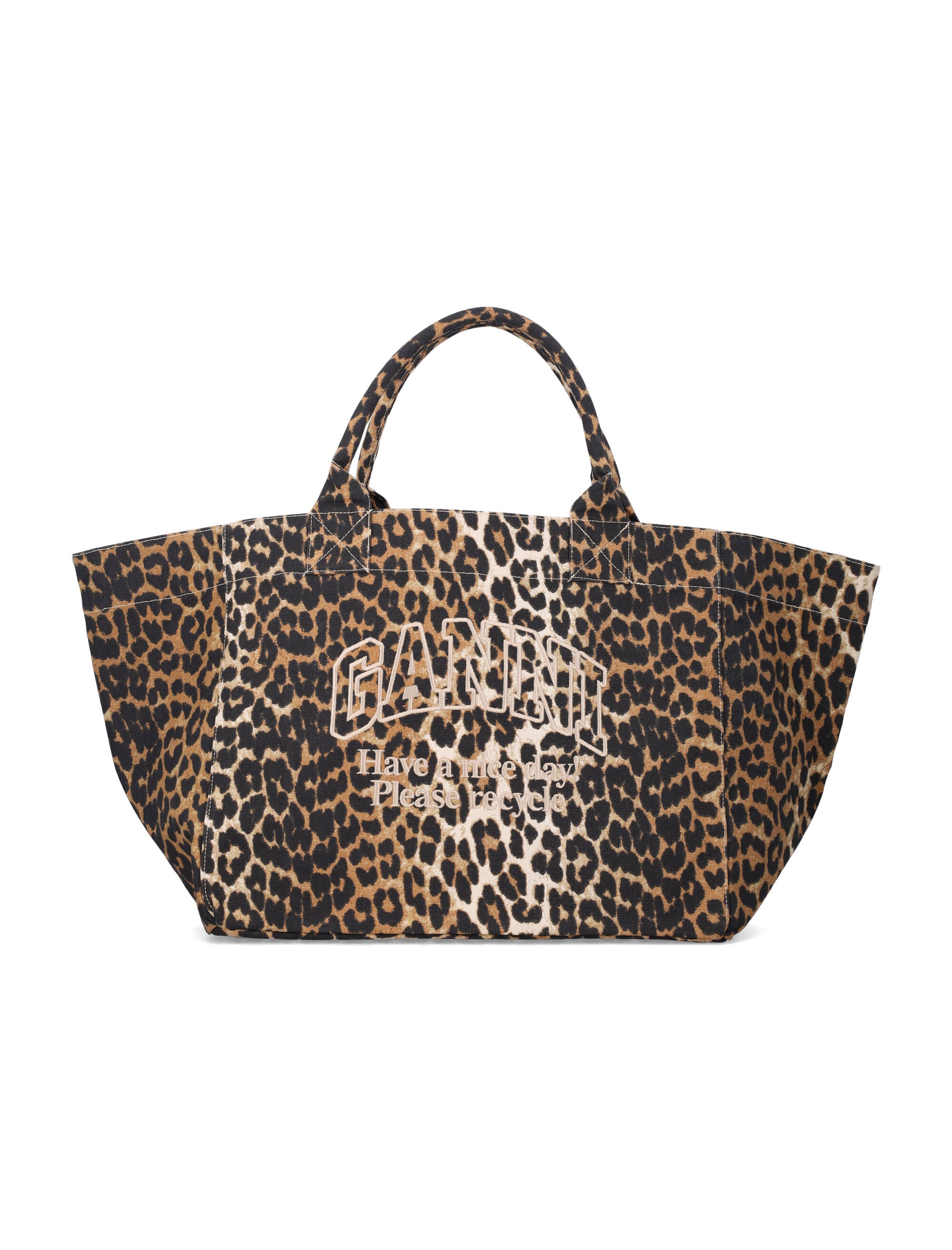 Ganni Leopard XXL tote bag Leo Recycled Cotton