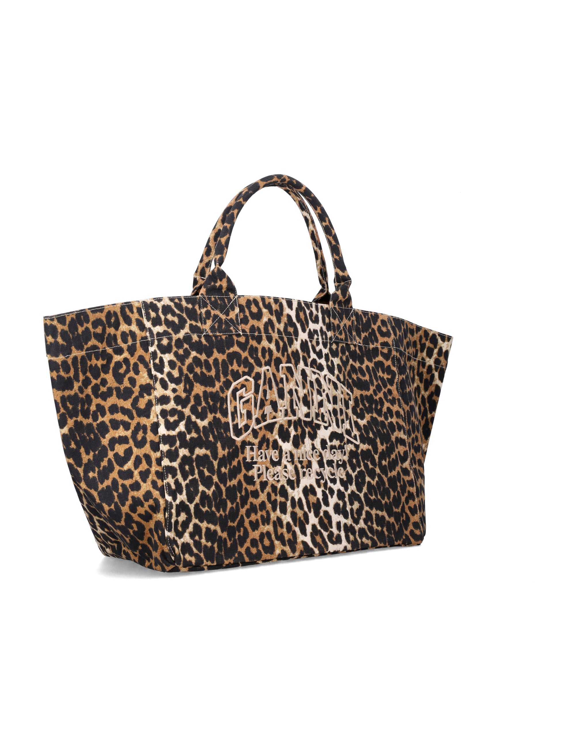 Ganni Leopard XXL tote bag Leo Recycled Cotton