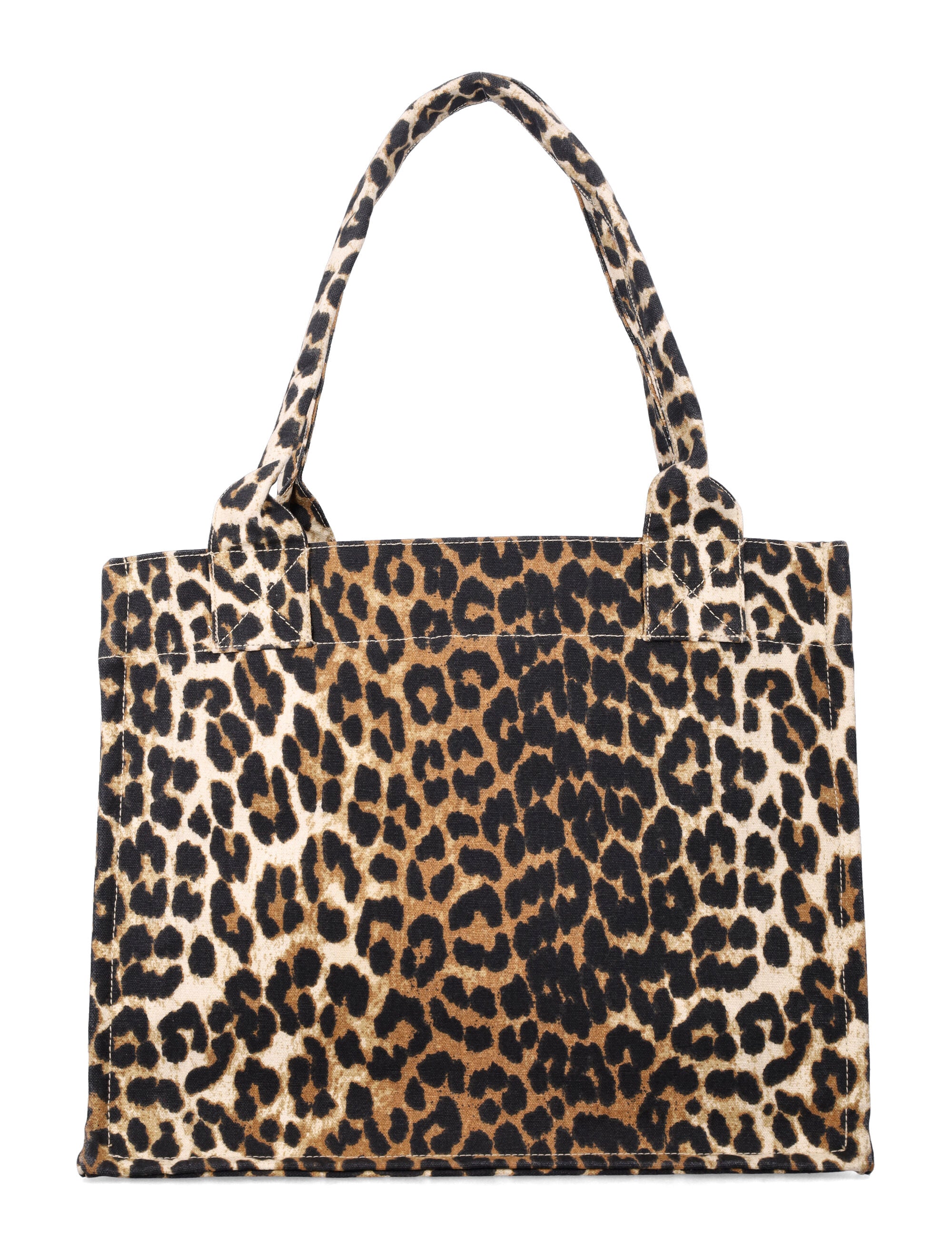 Ganni Leopard large canvas tote Leo Recycled Cotton