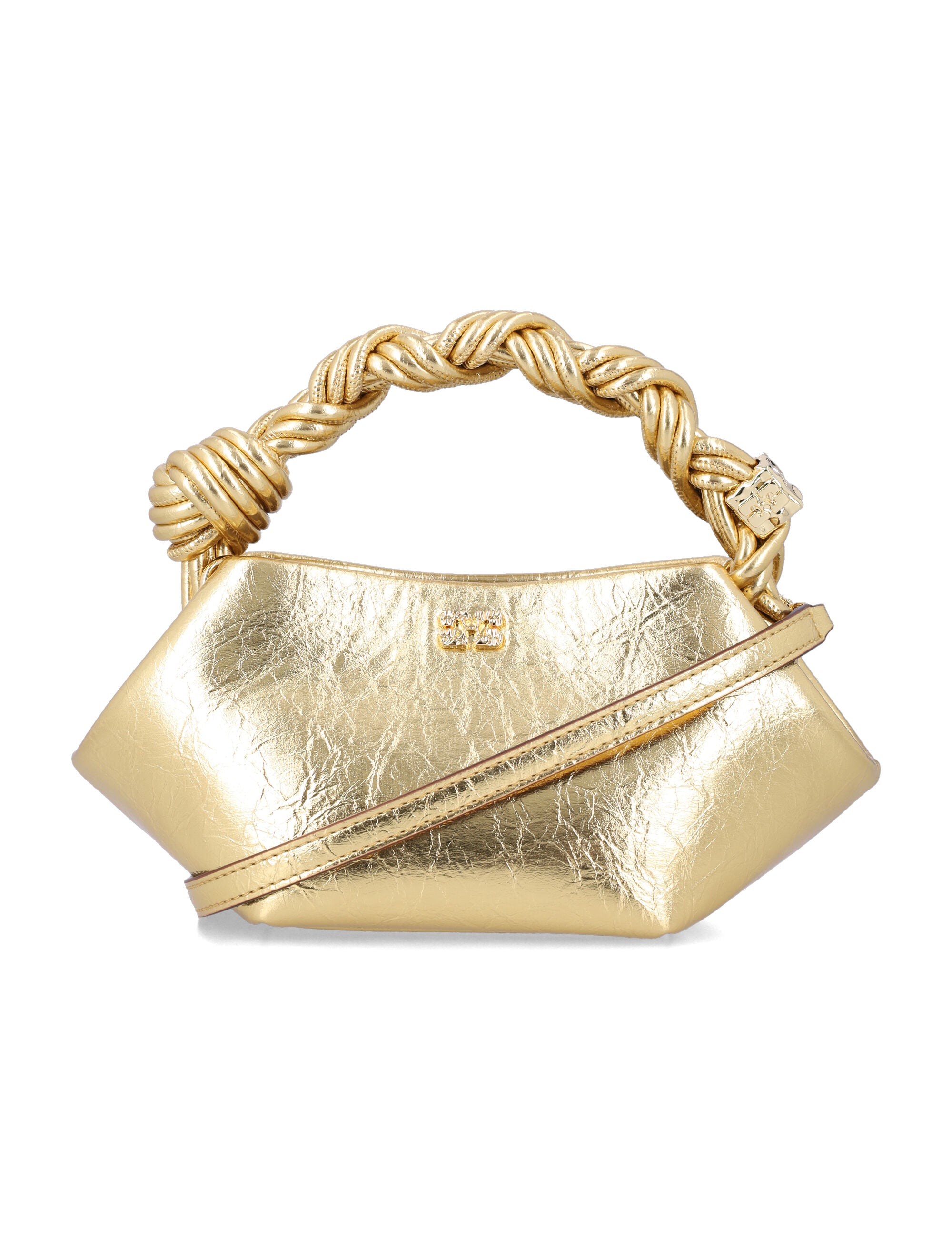 GANNI metallic mini Bou Bag Gold Polyurethane Shoulder