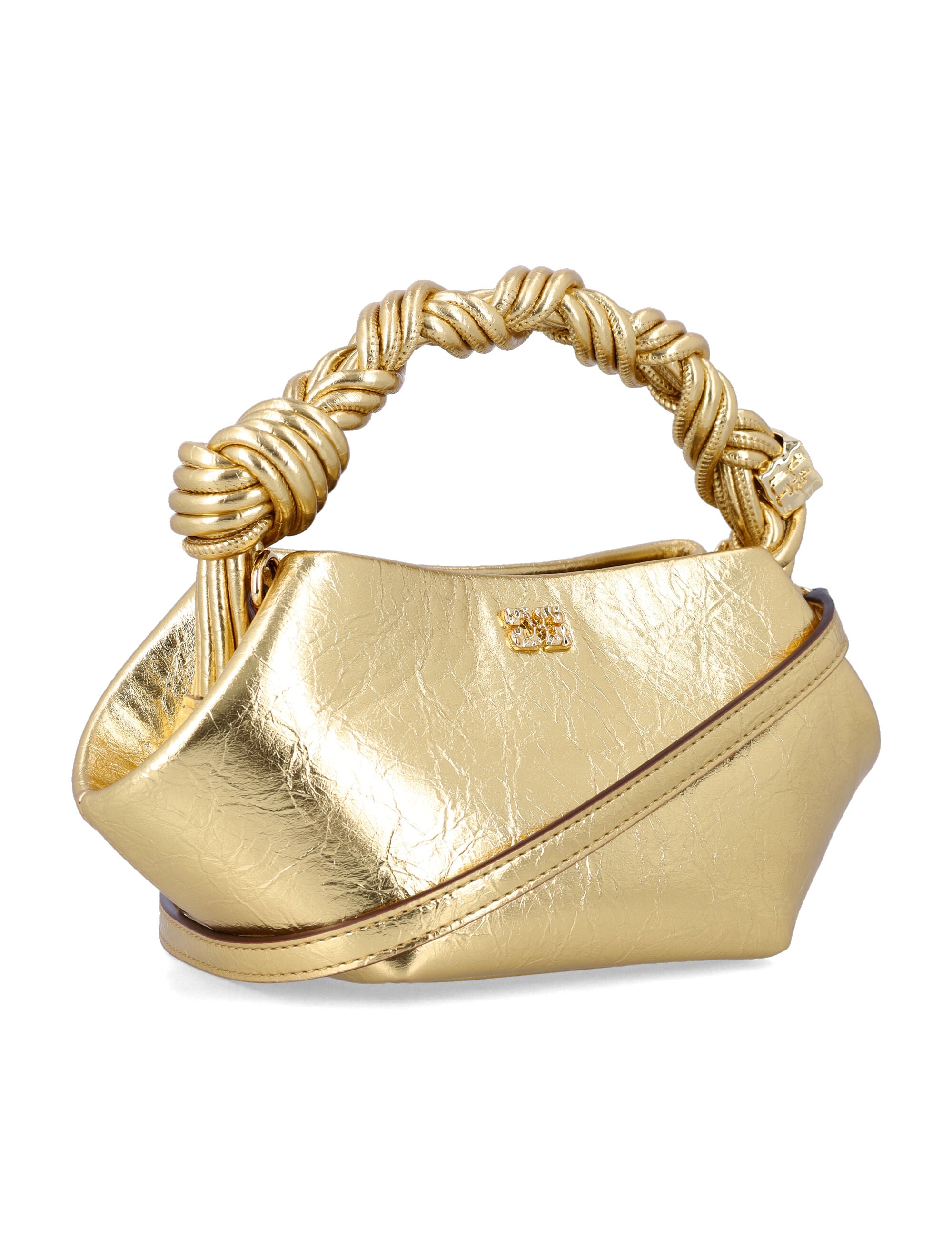 GANNI metallic mini Bou Bag Gold Polyurethane Shoulder