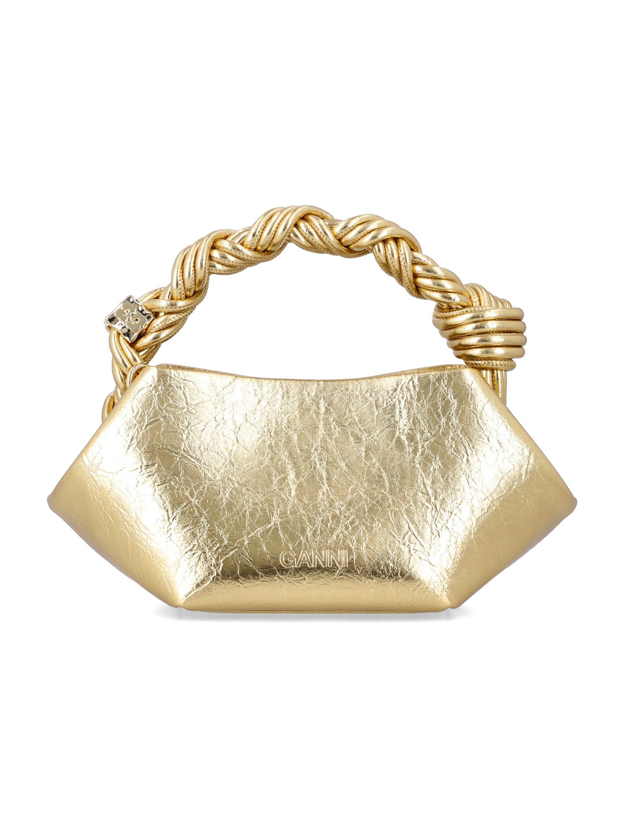 GANNI metallic mini Bou Bag Gold Polyurethane Shoulder