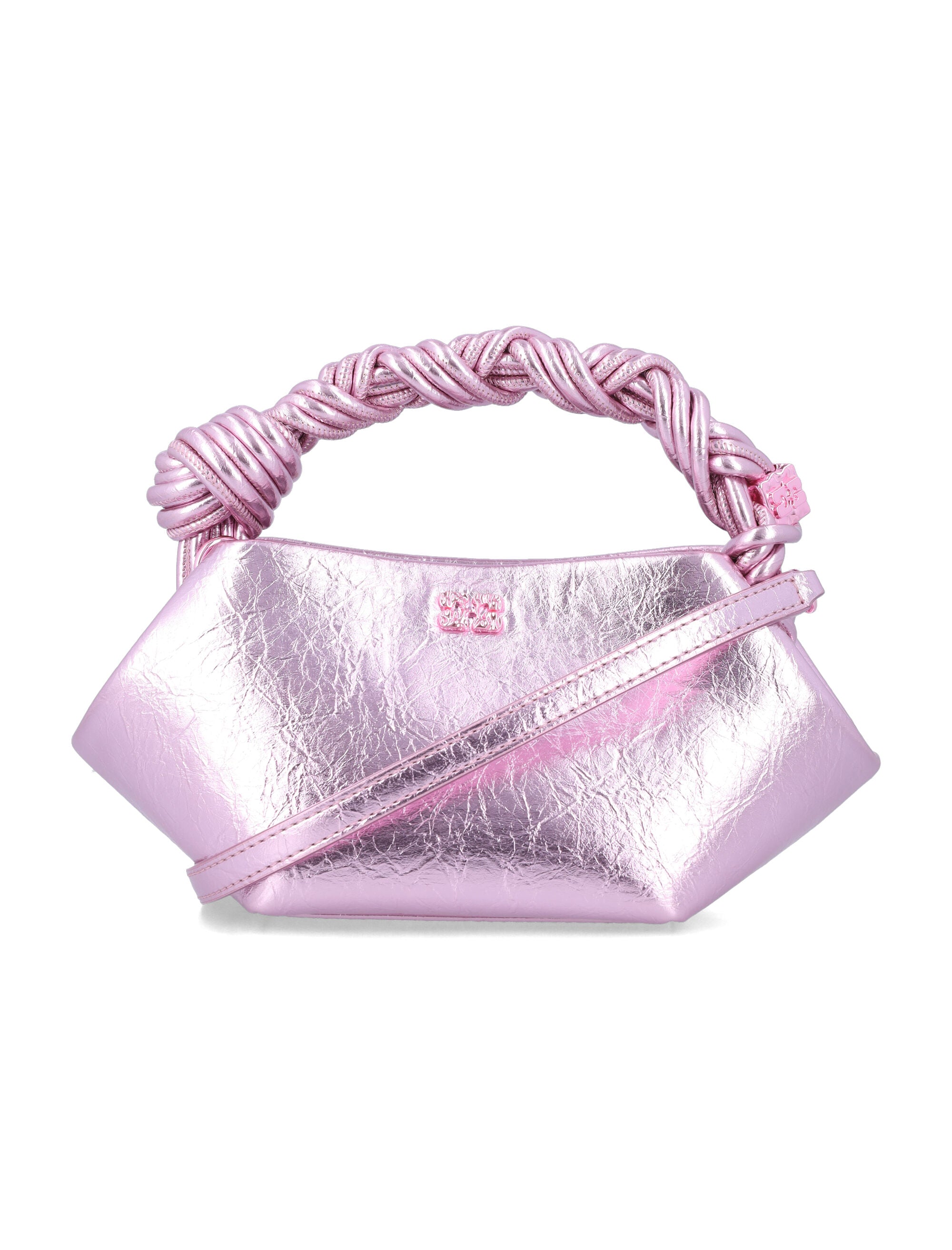 GANNI metallic mini Bou Bag Silver Pink Polyurethane Shoulder