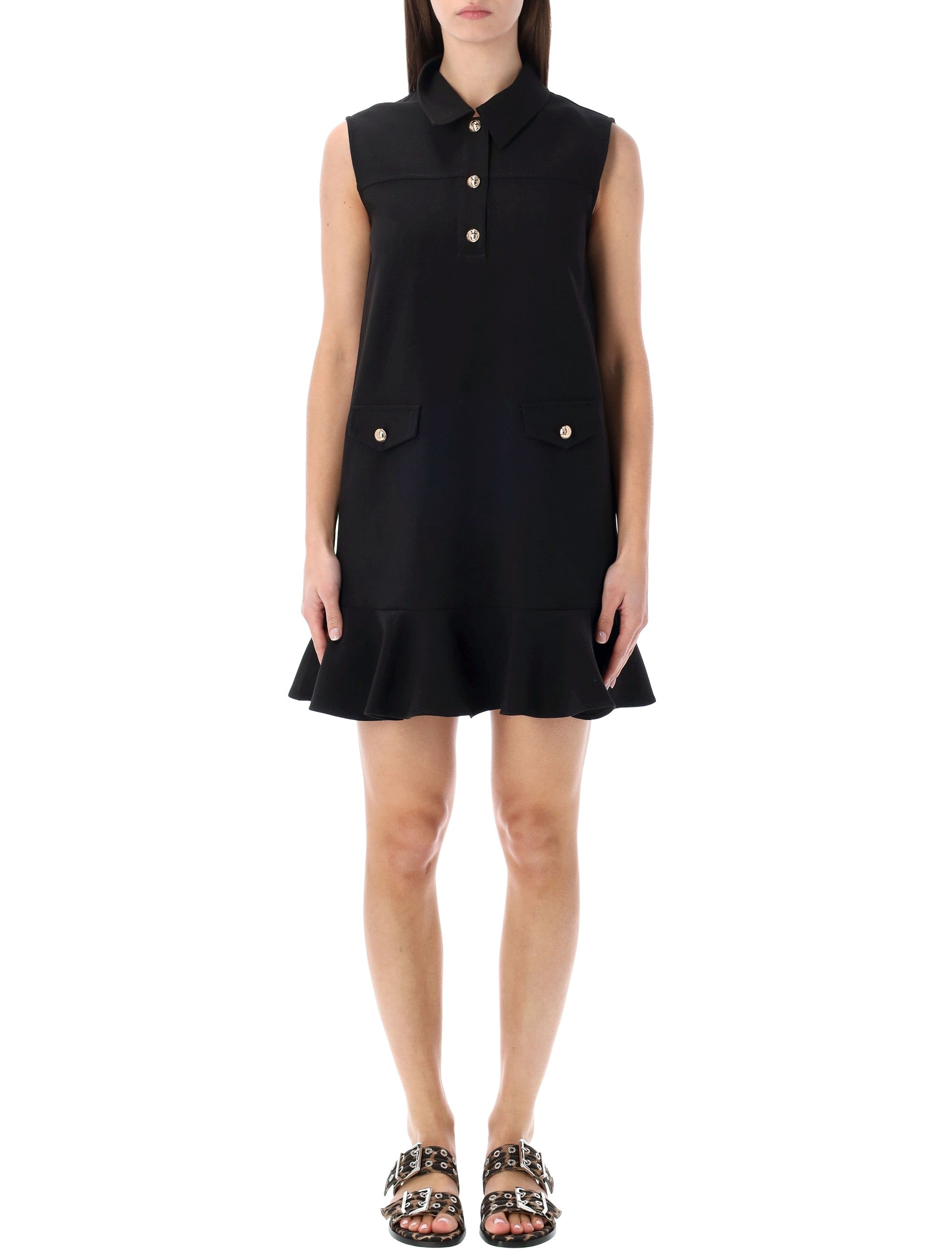 Ganni Twill Suiting black mini dress Recycled Polyester