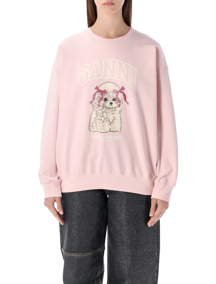 Ganni pink Poodle graphic sweatshirt Chalk Cotton