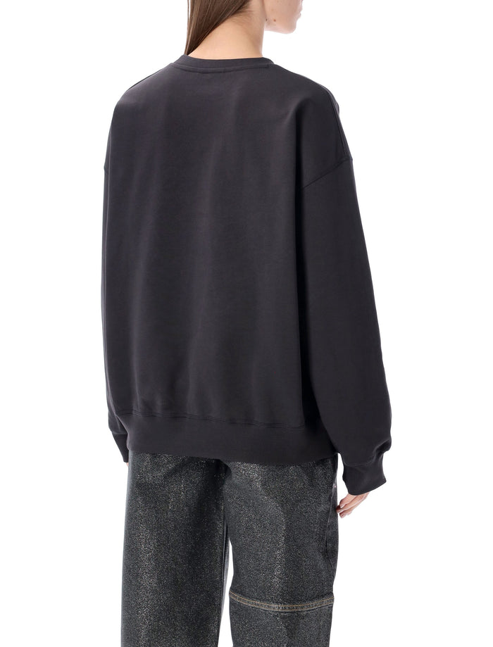 Ganni Bear graphic sweatshirt with rhinestones Phantom Black Cotton