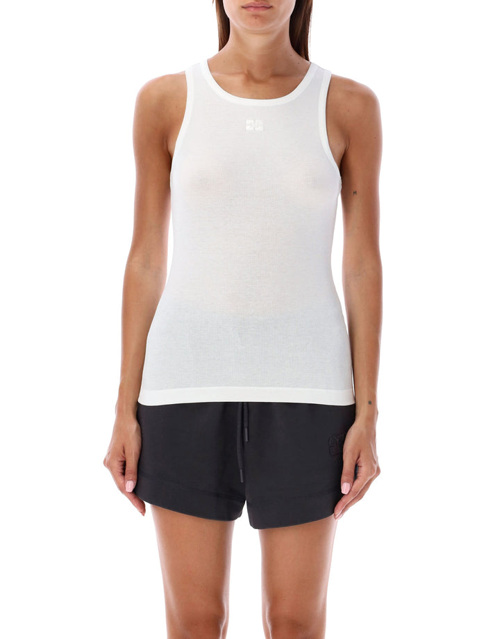 Ganni white cotton ribbed tank top Birght Organic