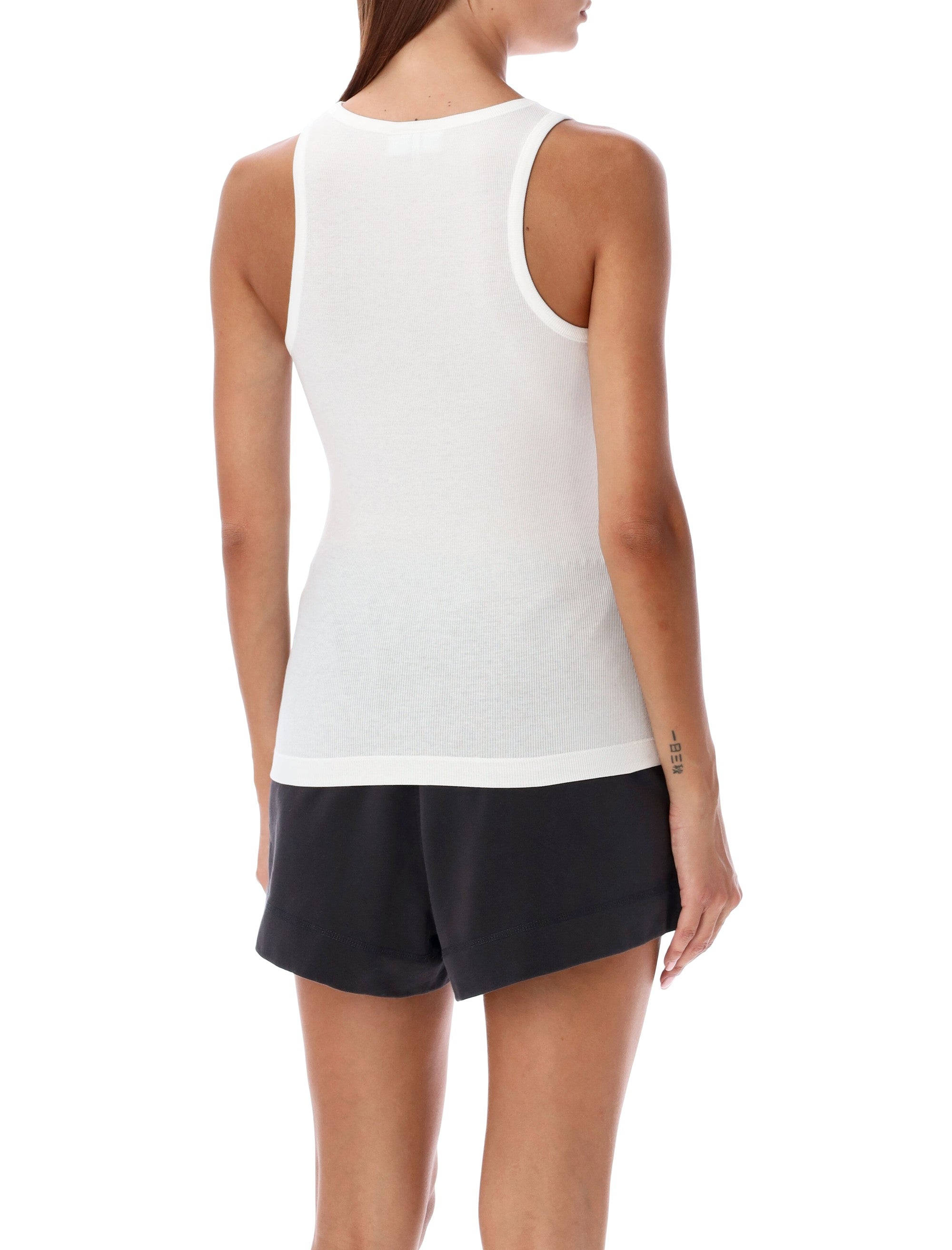 Ganni white cotton ribbed tank top Birght Organic