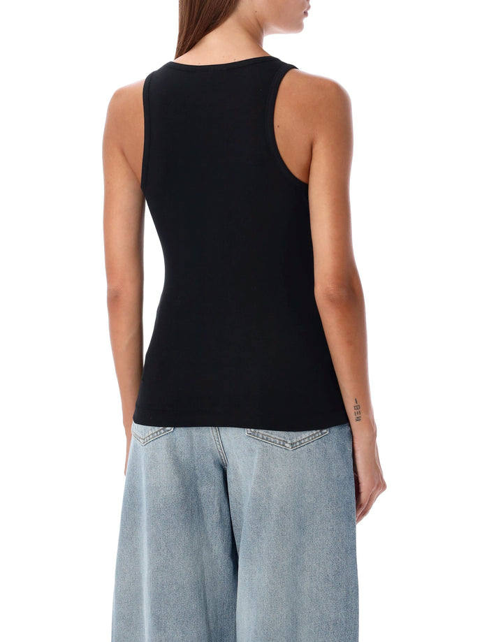 Ganni black cotton ribbed tank top Organic
