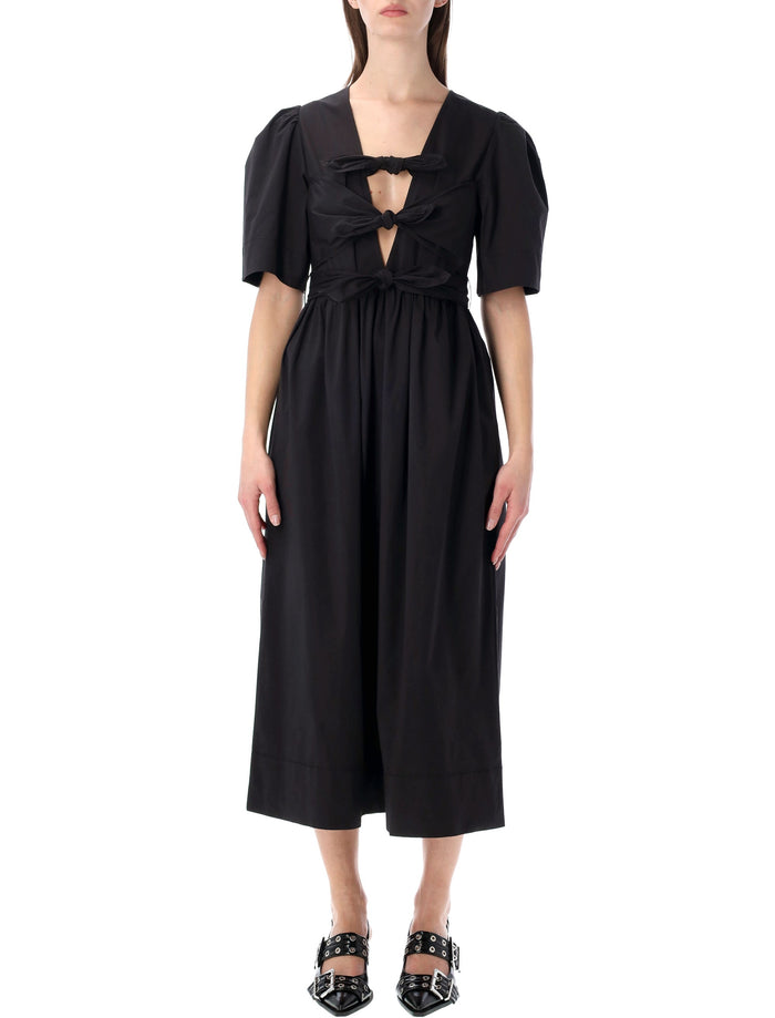 Ganni black cotton midi dress Organic