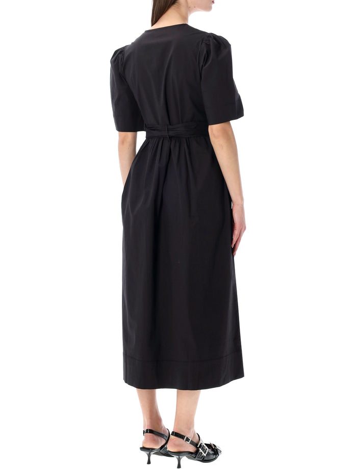 Ganni black cotton midi dress Organic