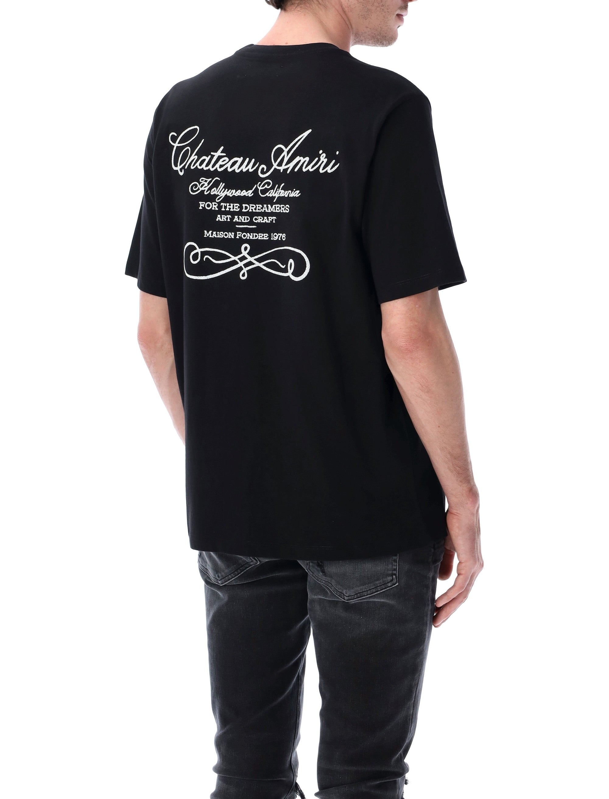 Amiri Chateau Script Oversized Tee Black Cotton T-shirt