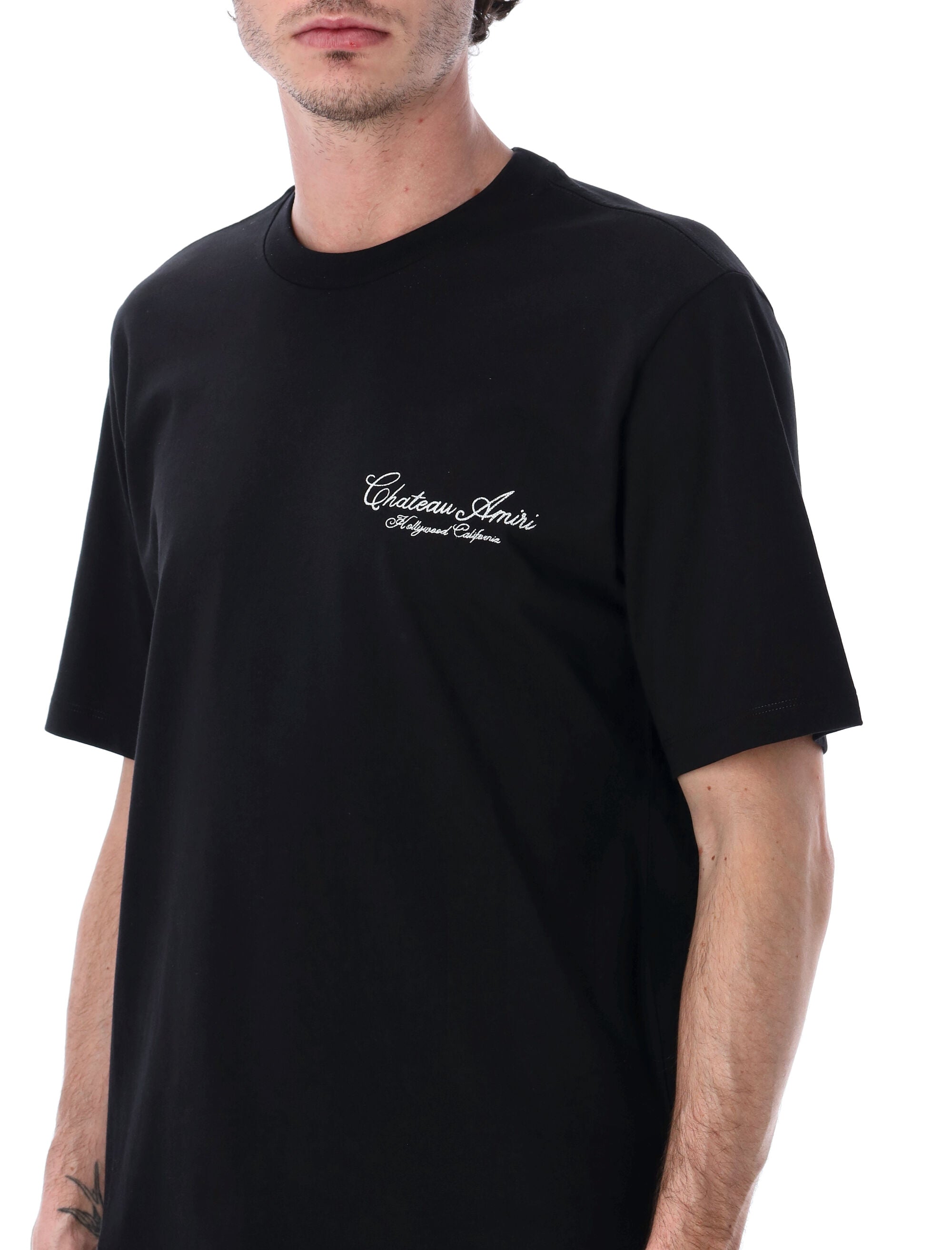 Amiri Chateau Script Oversized Tee Black Cotton T-shirt