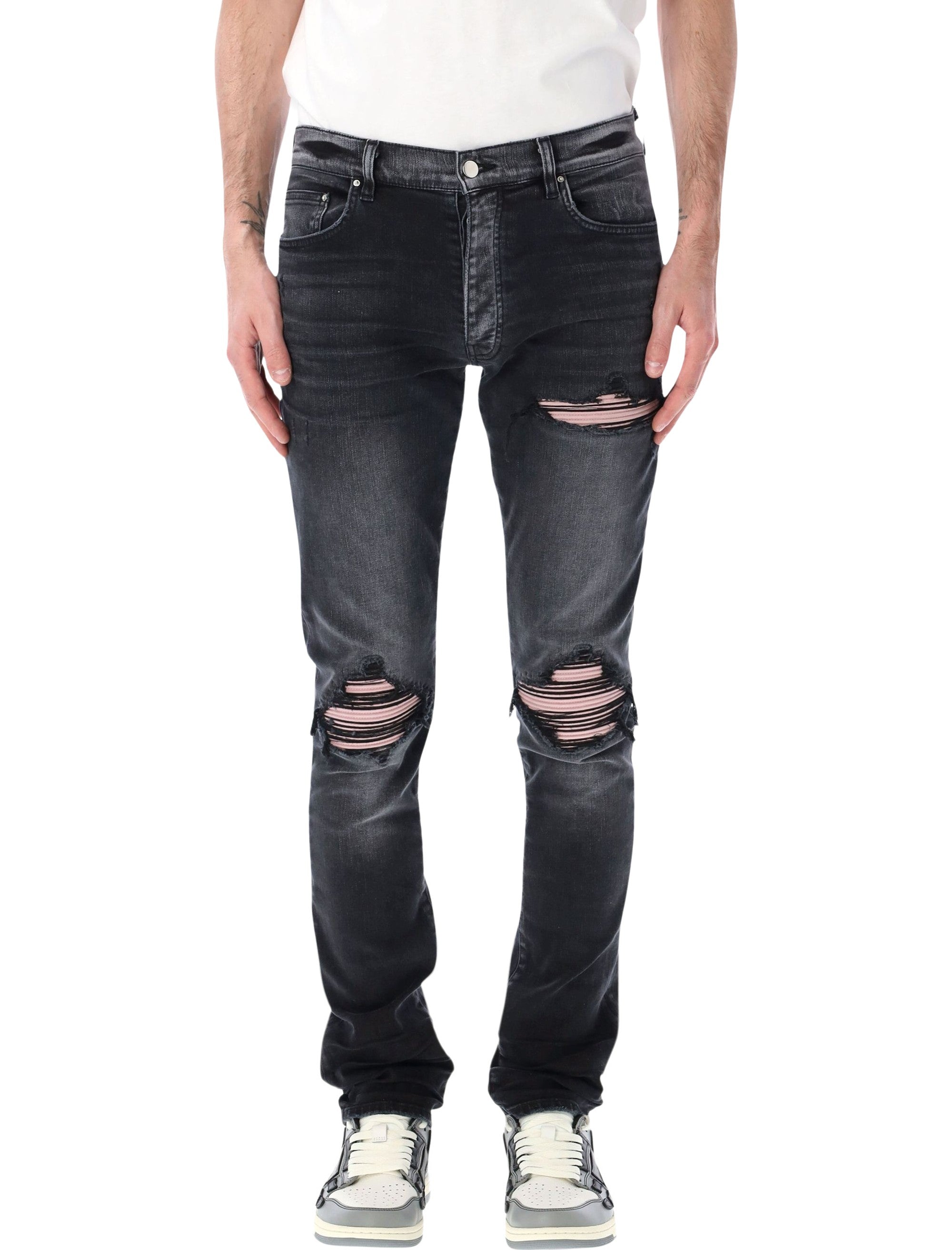 Amiri Mx1 Hand-Distressed Stretch Jeans Storm Black Cotton