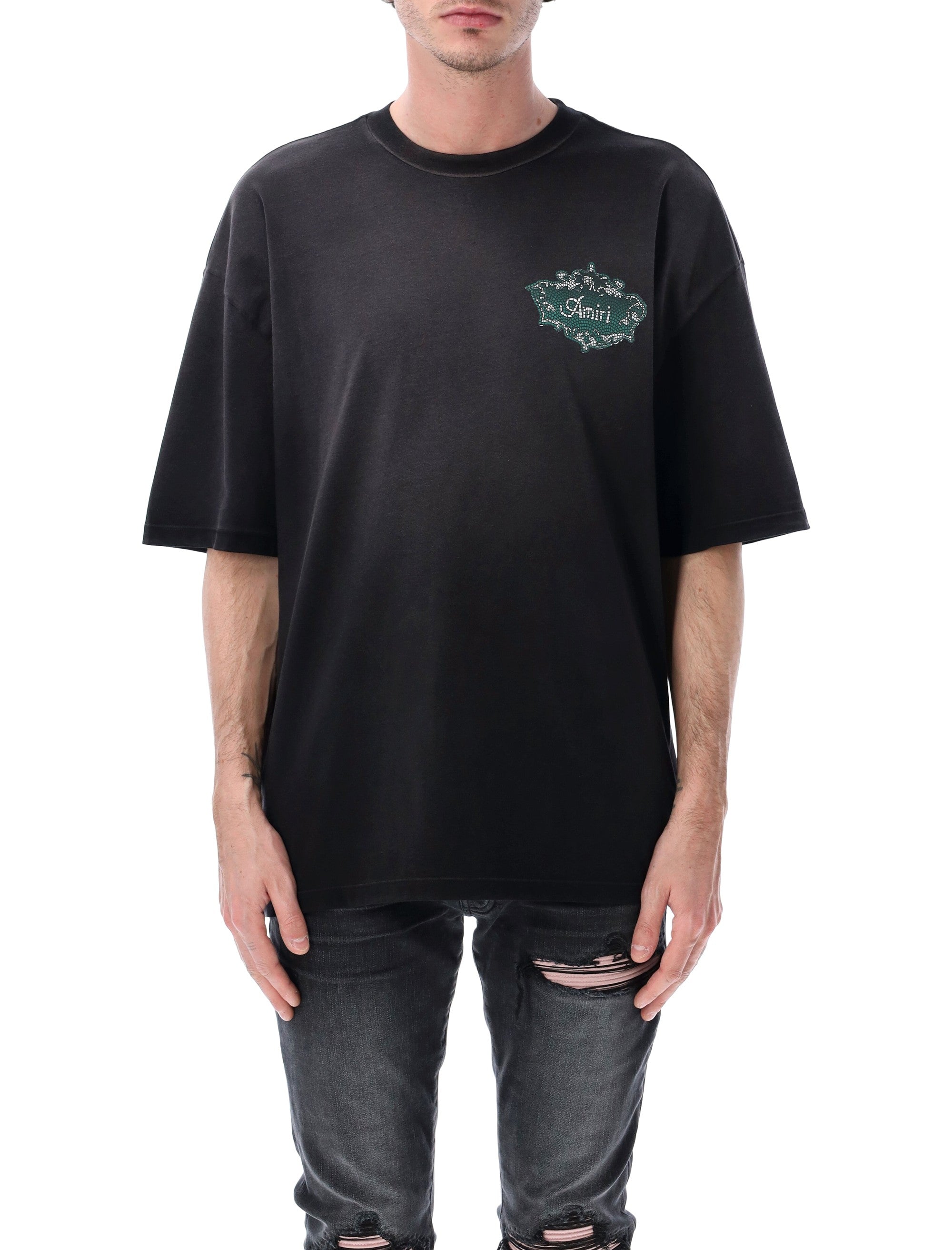 Amiri Black Chateau Crest Oversized Tee Cotton T-shirt