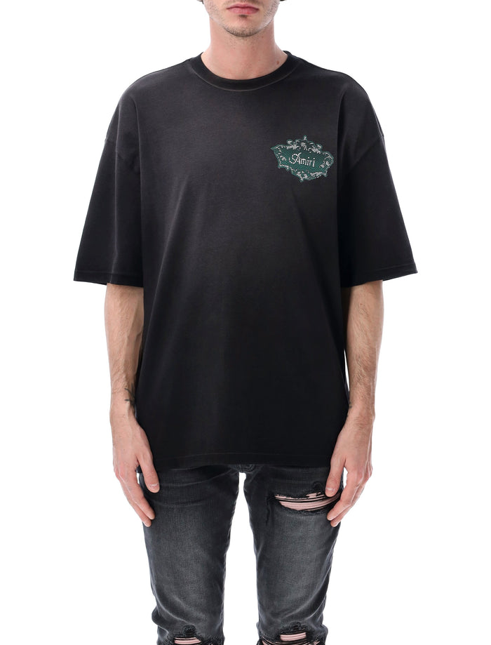 Amiri Black Chateau Crest Oversized Tee Cotton T-shirt
