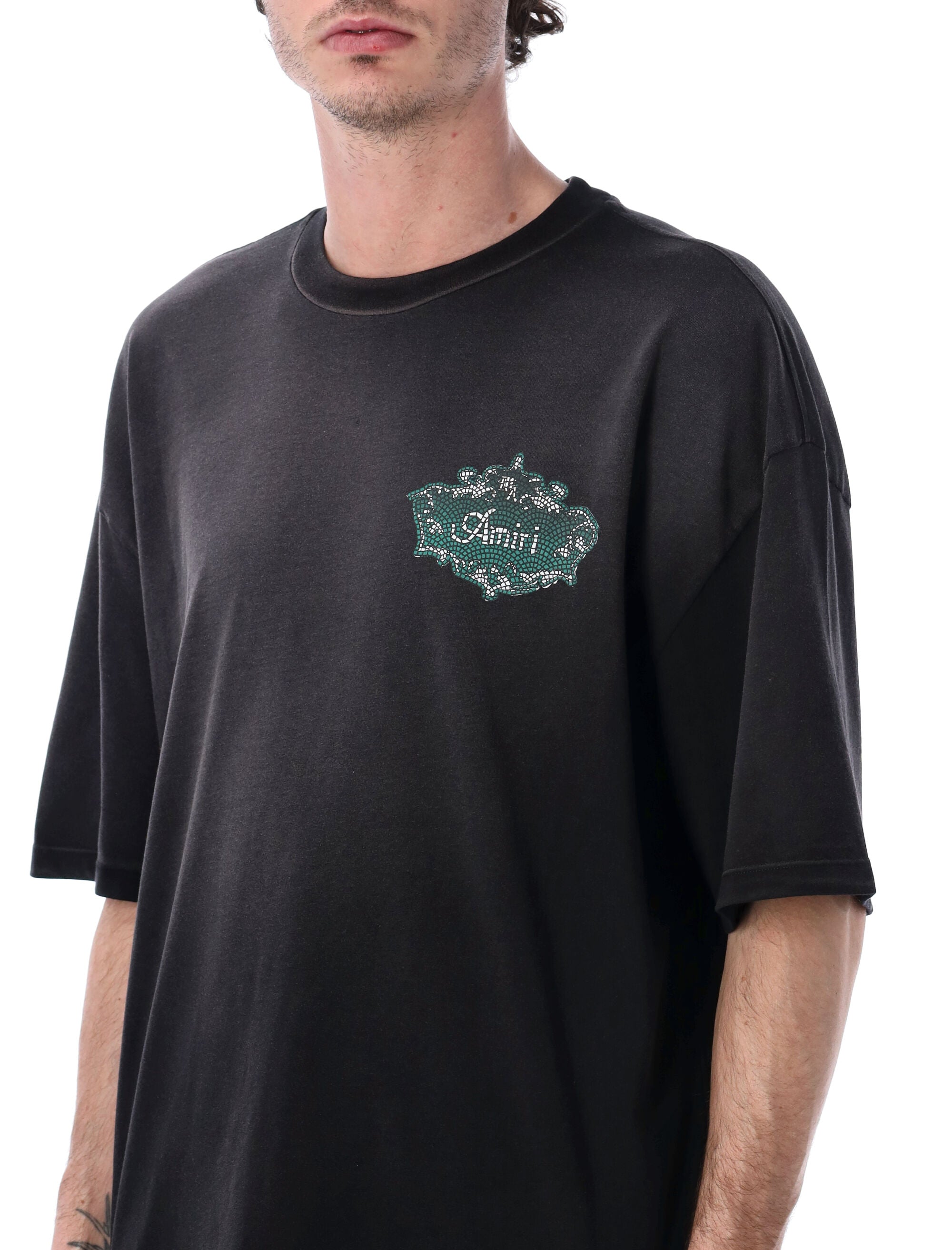 Amiri Black Chateau Crest Oversized Tee Cotton T-shirt