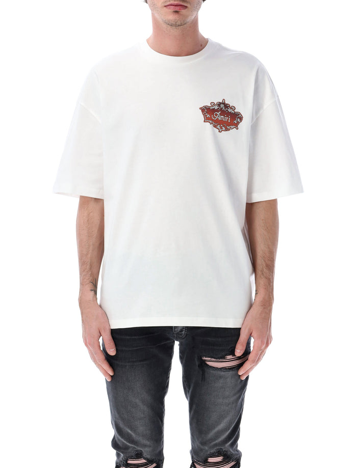 Amiri White Chateau Crest Oversized Tee Ivory Cotton T-shirt