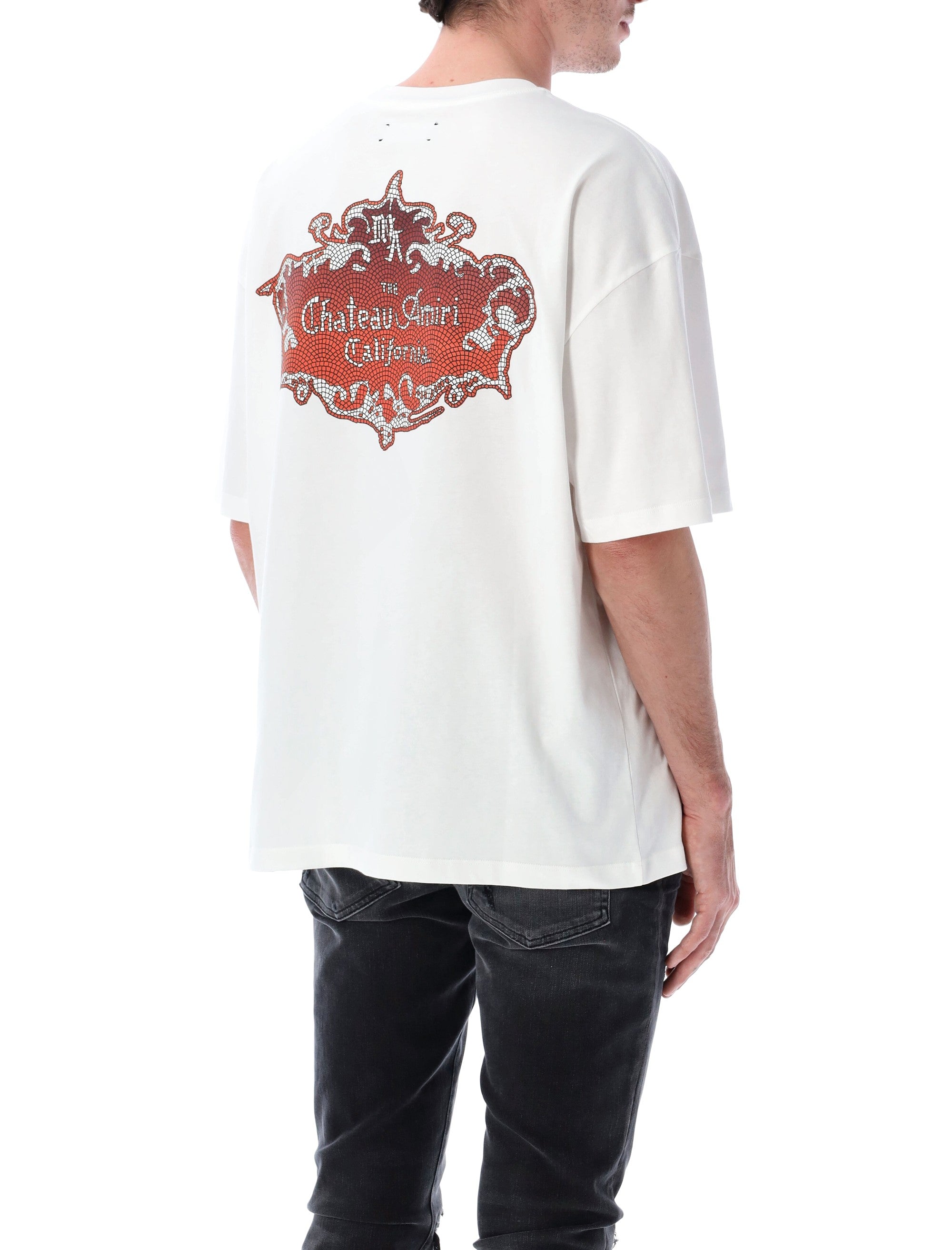 Amiri White Chateau Crest Oversized Tee Ivory Cotton T-shirt