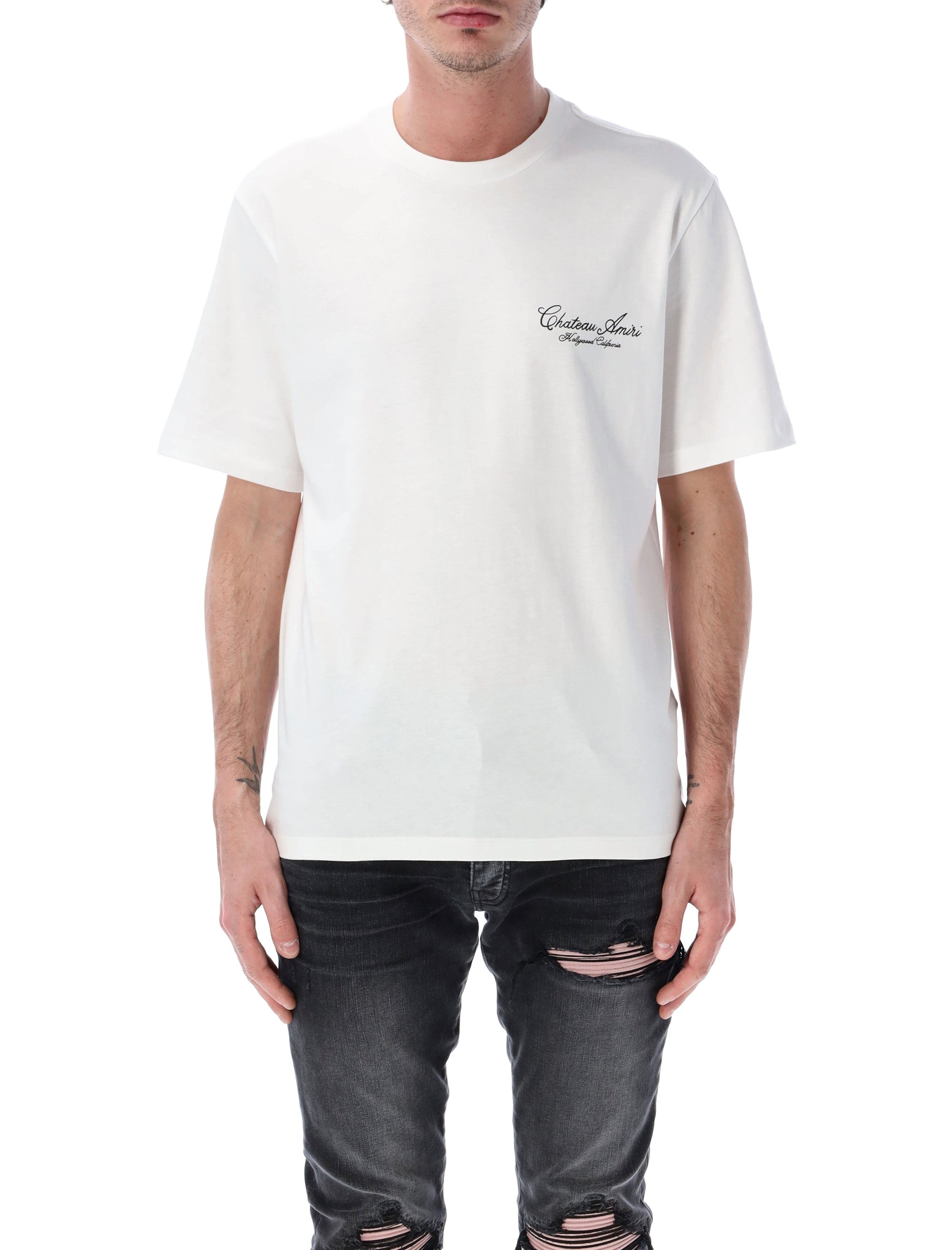 Amiri Chateau Script Oversized Tee Ivory Cotton T-shirt