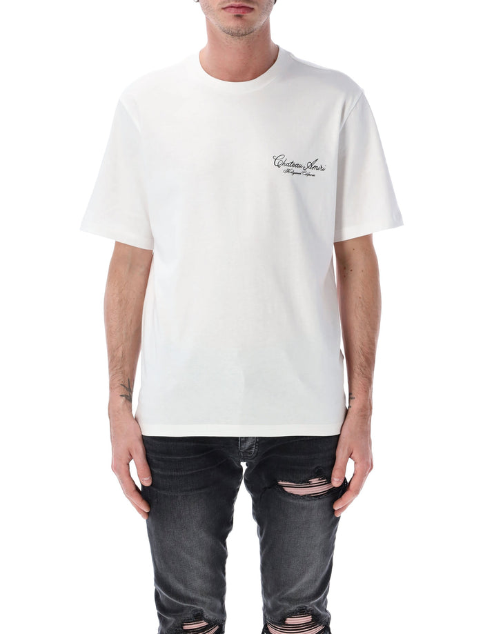 Amiri Chateau Script Oversized Tee Ivory Cotton T-shirt