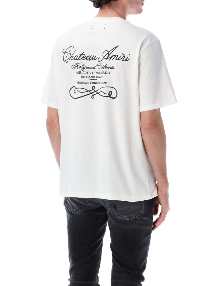 Amiri Chateau Script Oversized Tee Ivory Cotton T-shirt