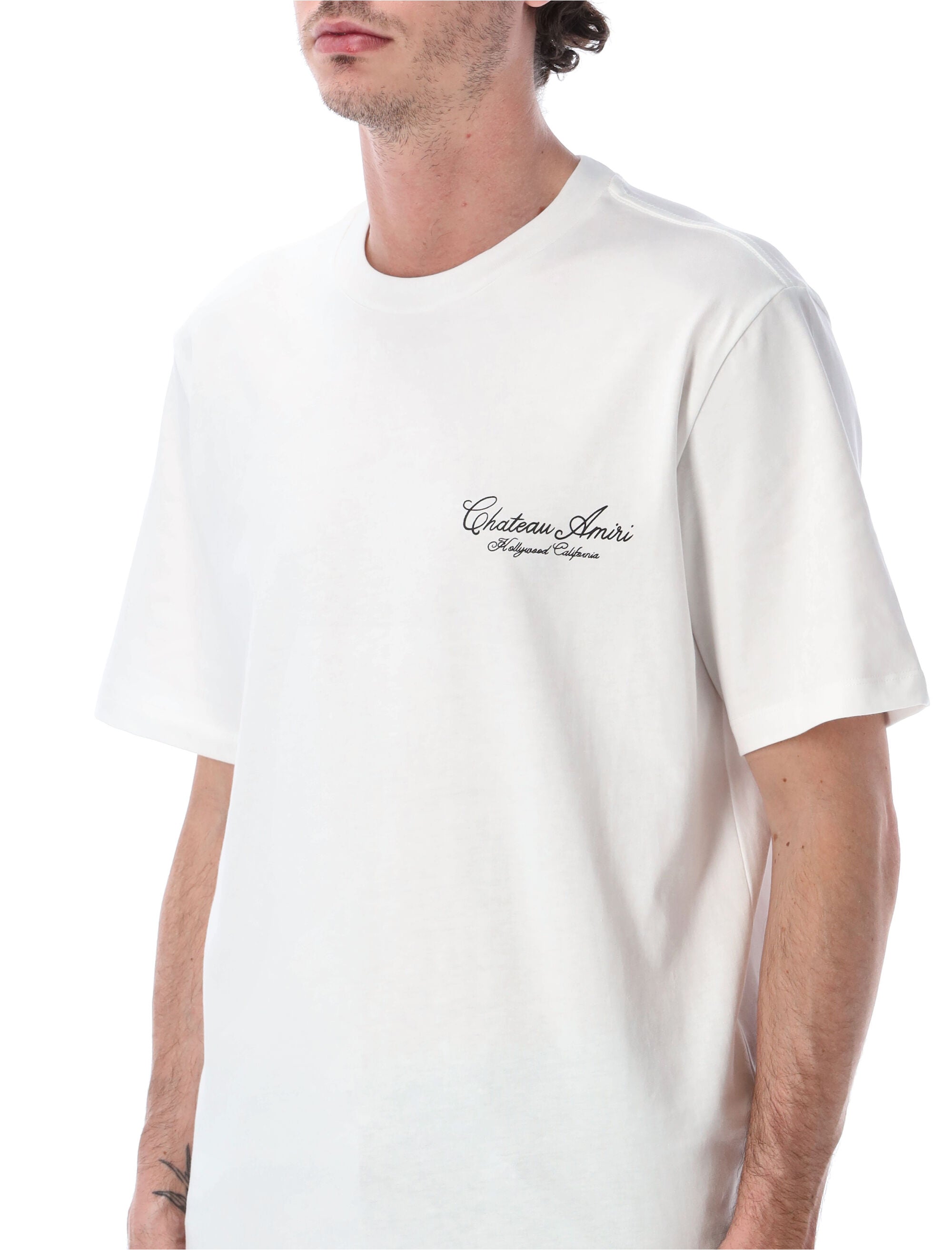 Amiri Chateau Script Oversized Tee Ivory Cotton T-shirt