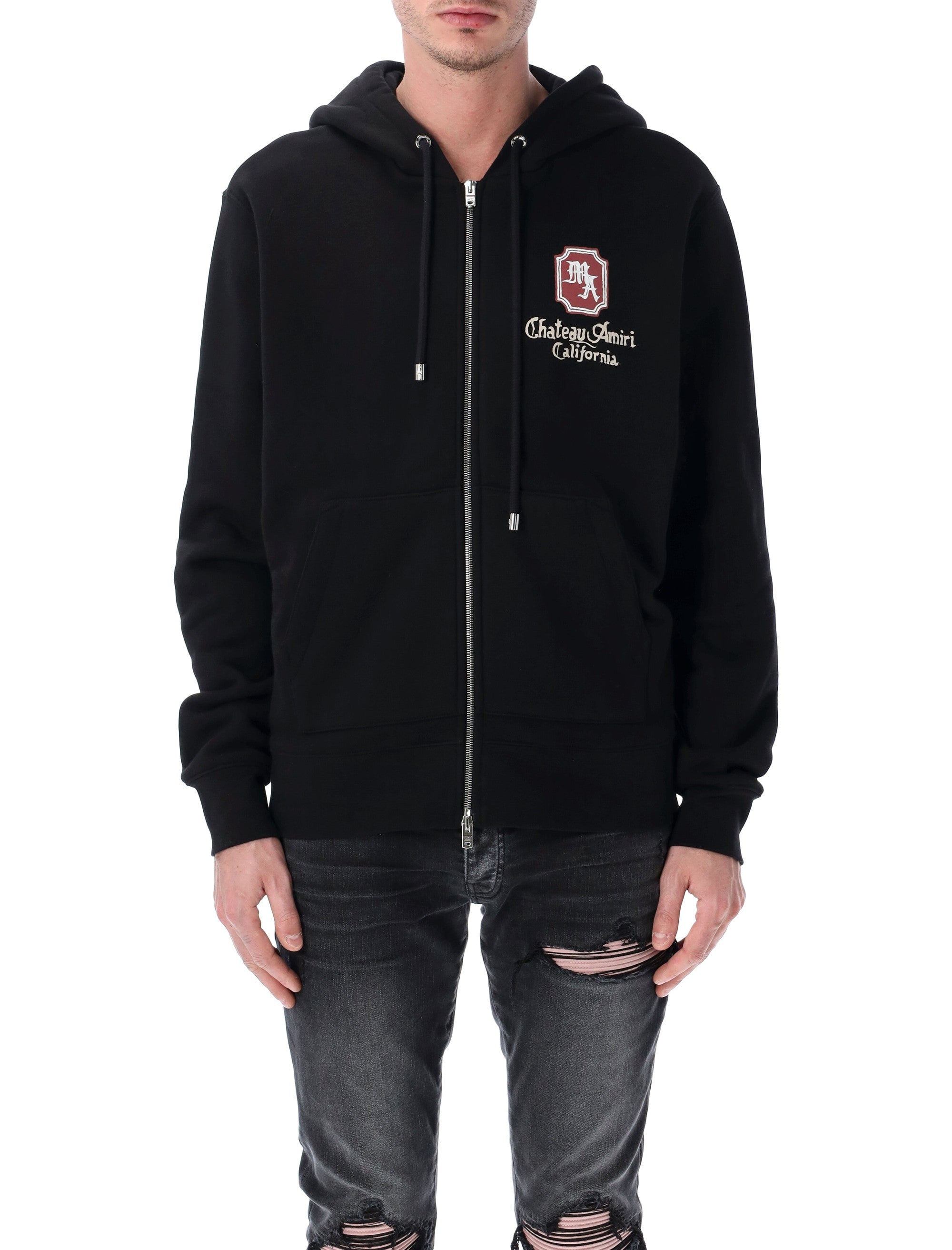 Amiri Ma Chateau Zip Cotton Hoodie Black Sweatshirt