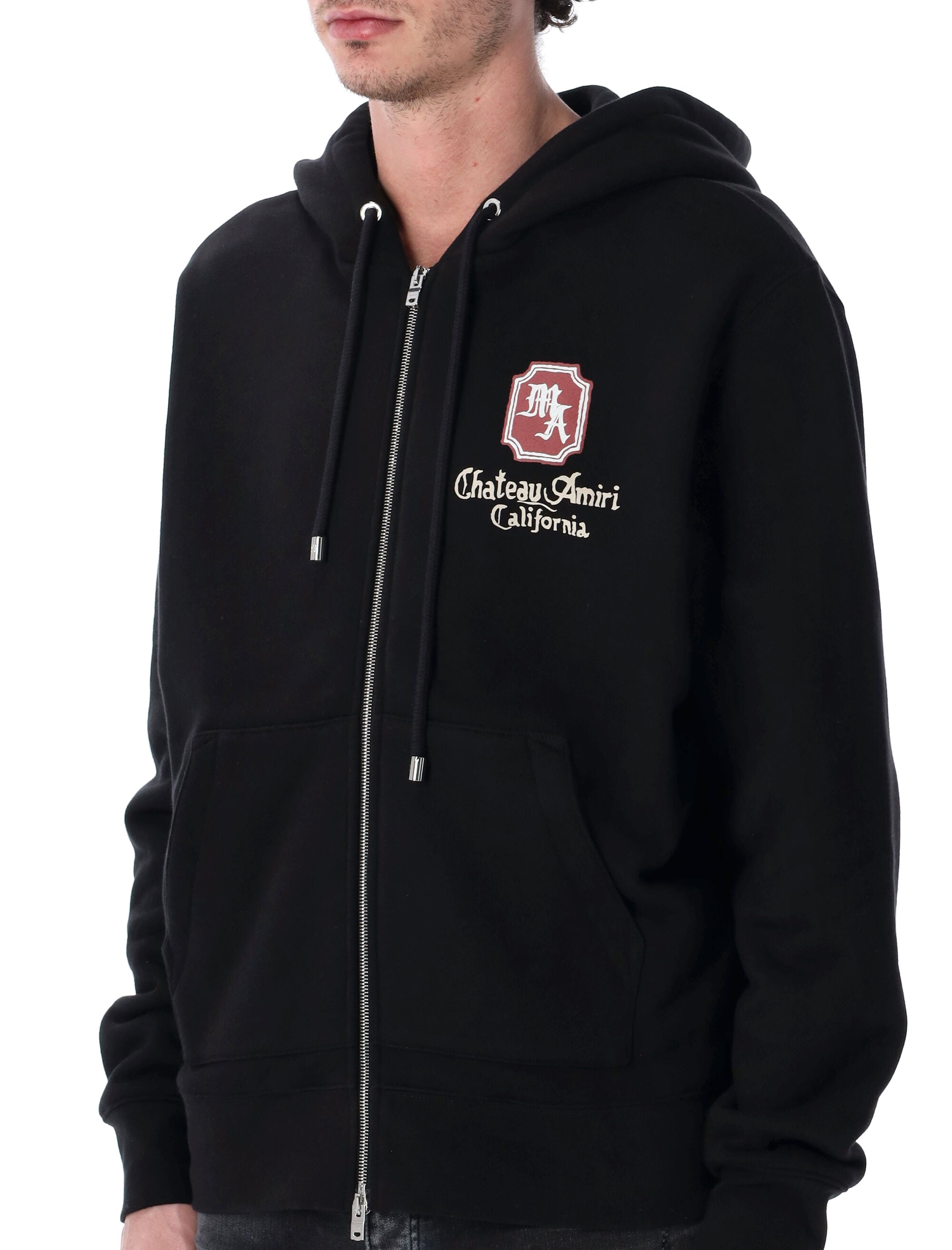 Amiri Ma Chateau Zip Cotton Hoodie Black Sweatshirt