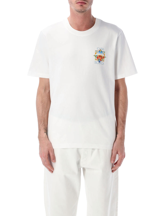 Casablanca Flower Court Icon T-Shirt White Organic Cotton Tshirt