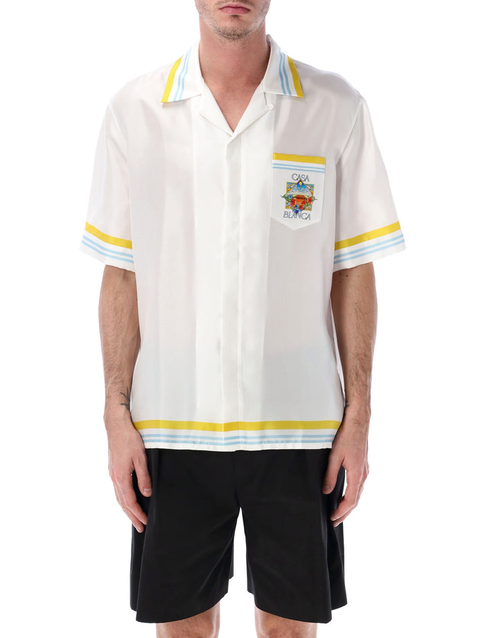 Casablanca Tennis Landscape Silk Shirt White