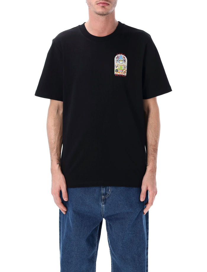 Casablanca Tennis Landscape Black T-Shirt Organic Cotton Tshirt
