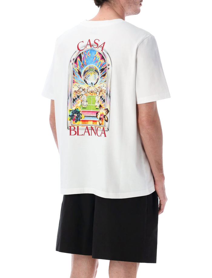 Casablanca Tennis Landscape White T-Shirt Organic Cotton Tshirt