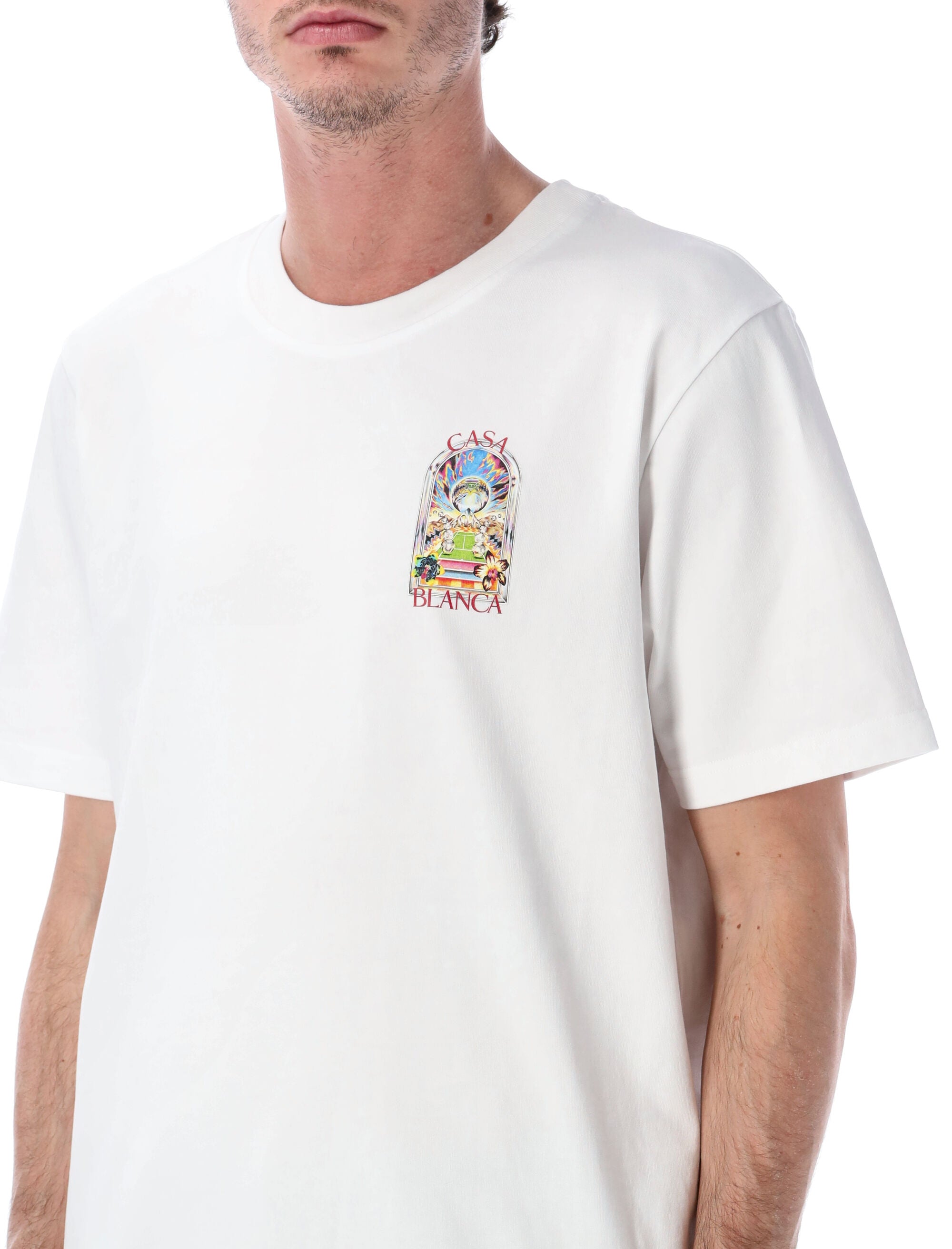 Casablanca Tennis Landscape White T-Shirt Organic Cotton Tshirt