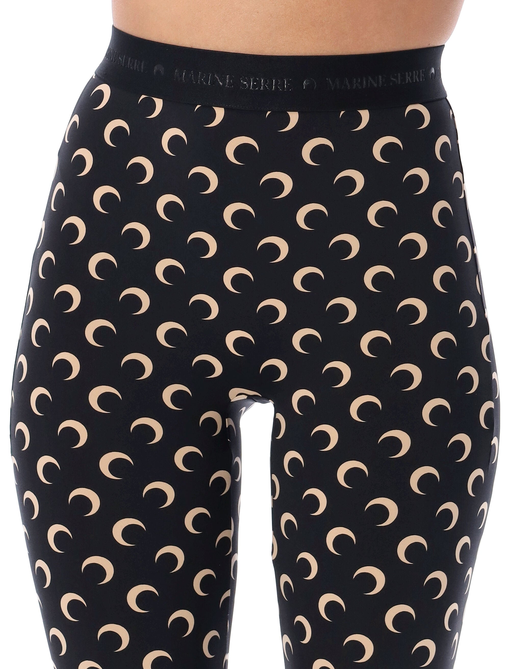 Marine Serre all-over Moon print leggings Black Tan Polyamide