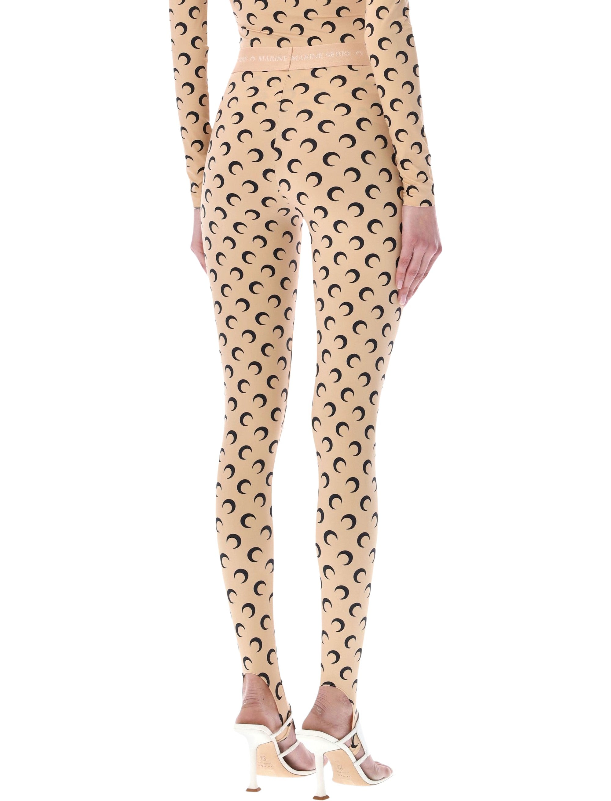 Marine Serre all-over Moon print leggings Tan Black Polyamide
