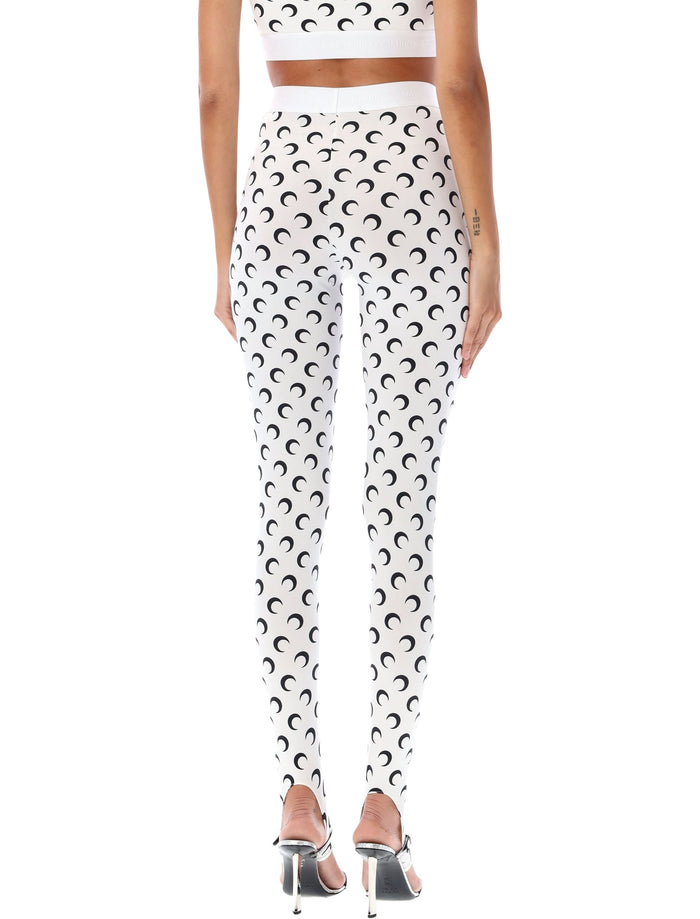 Marine Serre all-over Moon print leggings White Black Polyamide