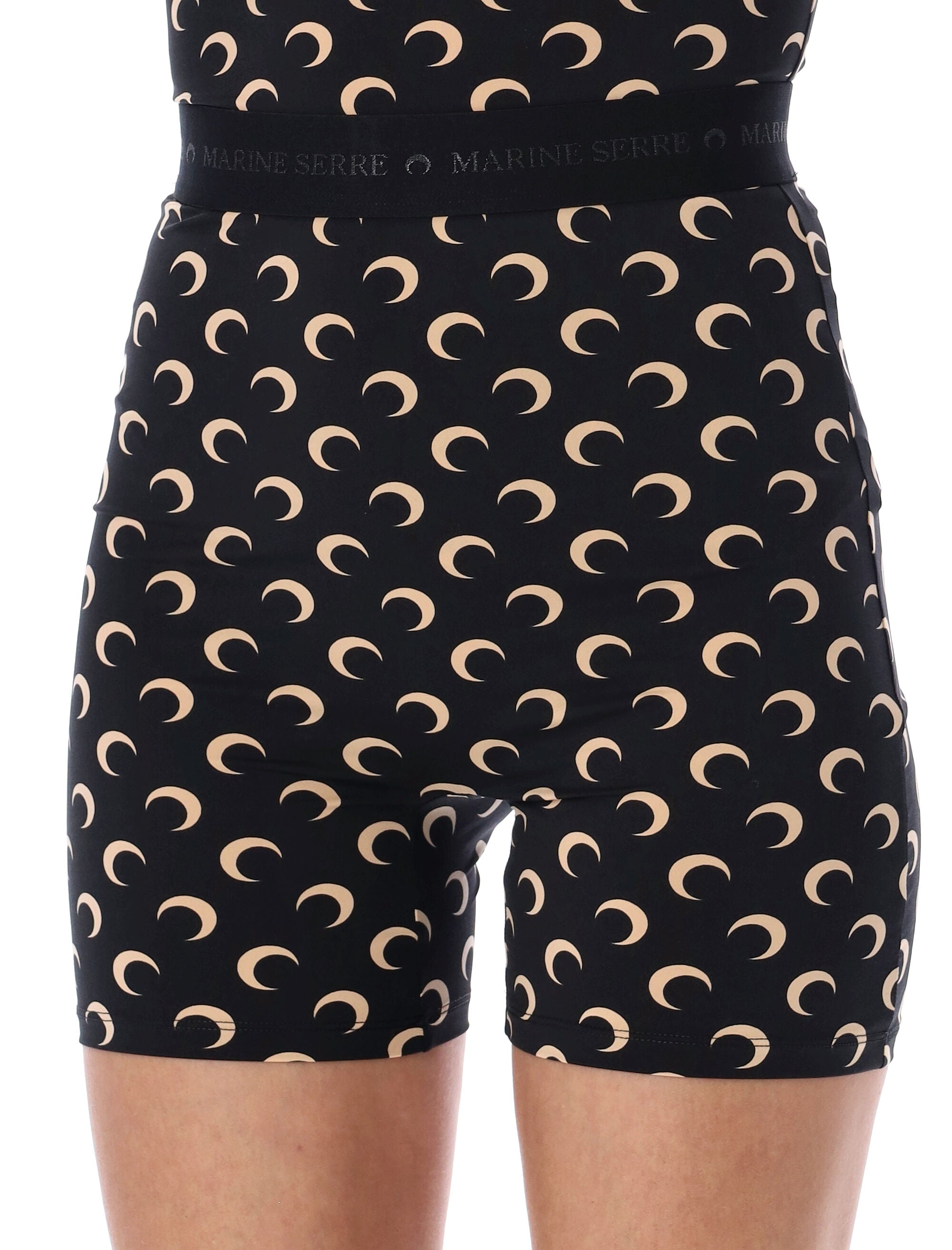 Marine Serre recycled Moon shorts Black Tan Polyamide