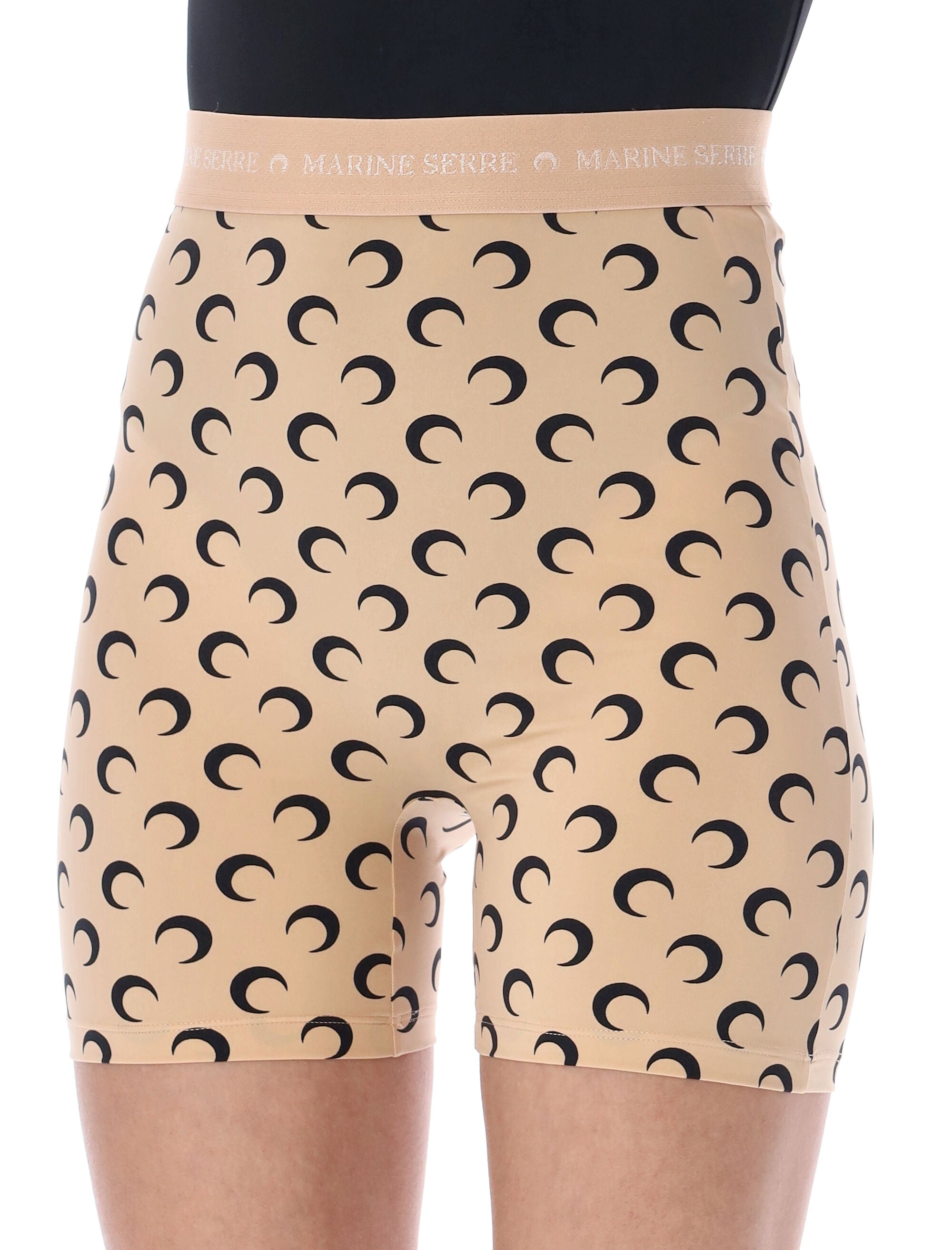 Marine Serre recycled Moon shorts Tan Black Polyamide