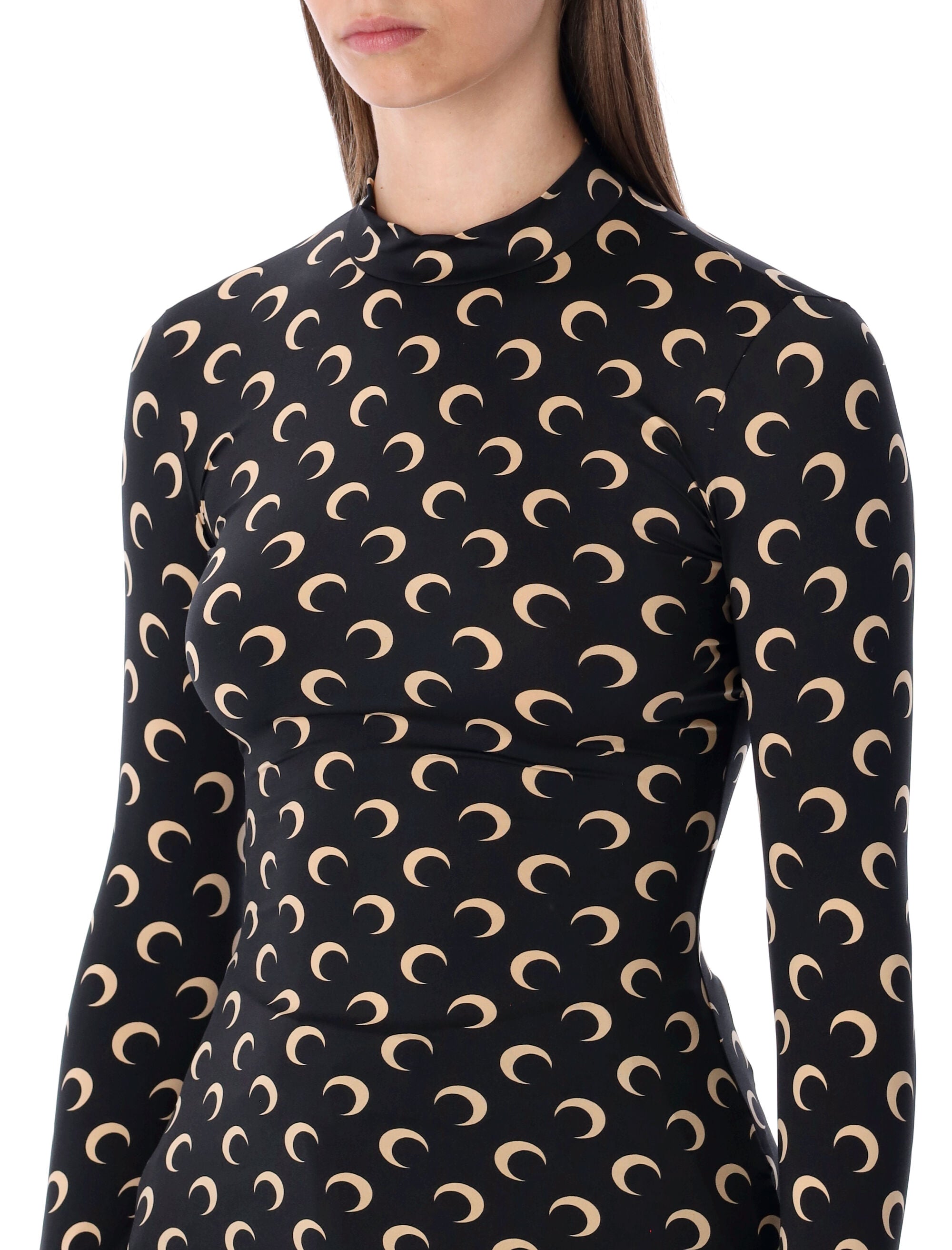 Marine Serre Moon All-Over Slim Top Black Tan Polyamide