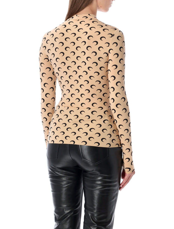 Marine Serre Moon All-Over Slim Top Tan Black Polyamide