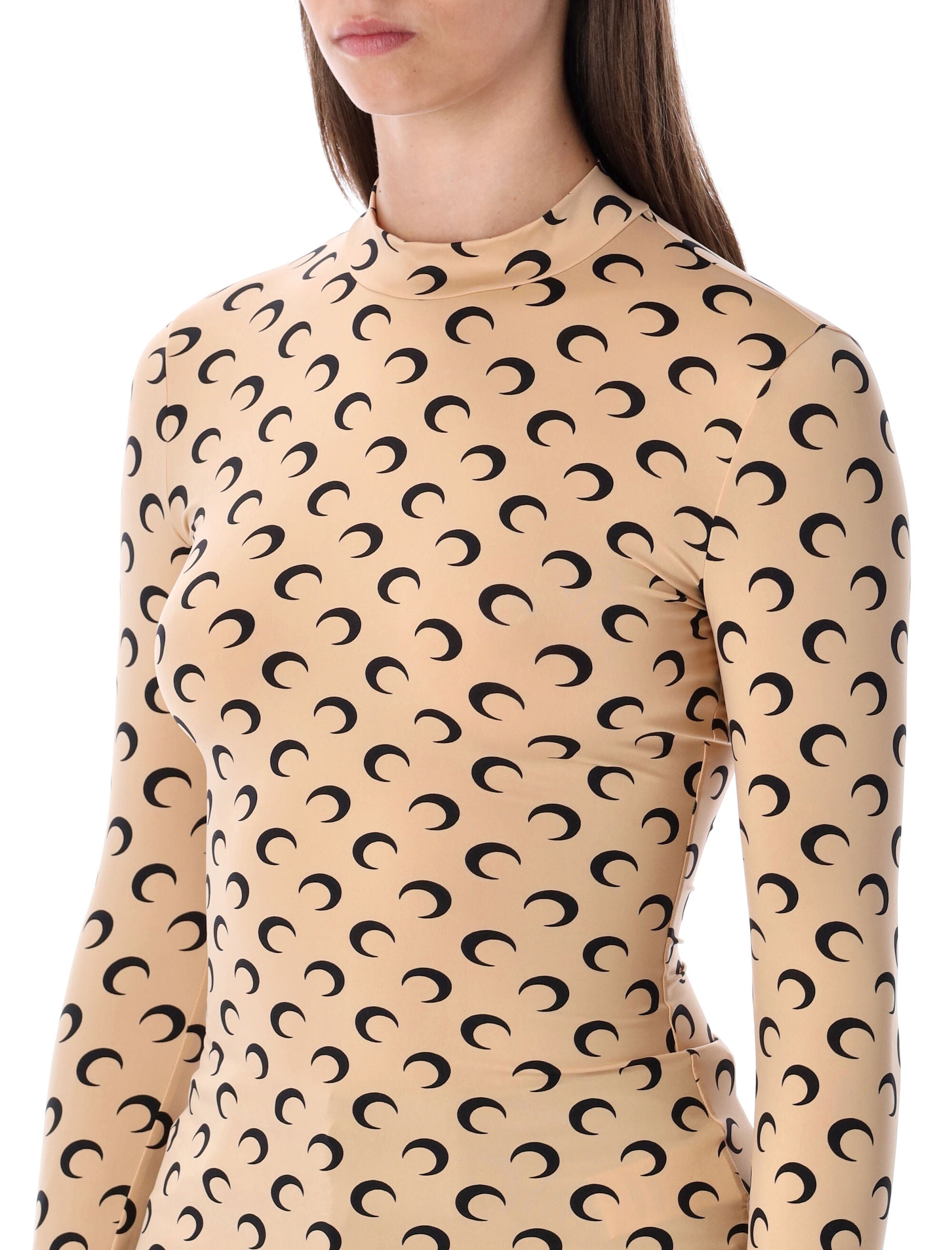 Marine Serre Moon All-Over Slim Top Tan Black Polyamide