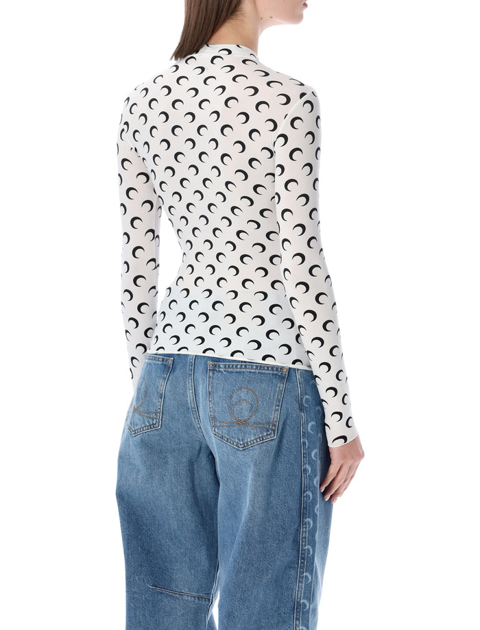 Marine Serre Moon All-Over Slim Top White Black Polyamide